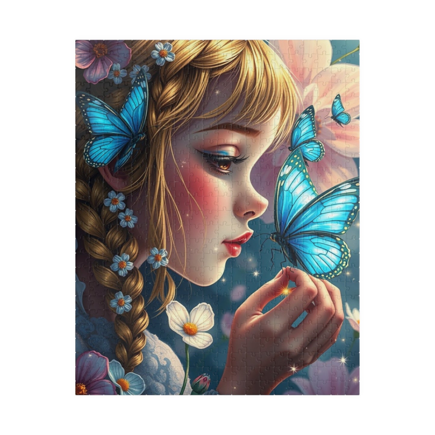 Jigsaw Puzzle Woman and Blue-winged Butterfly, Whimsical Illustration, Mindfulness Activity Relaxing Hobby, Home Entertainment, Brain Teaser 520 pcs (Vertical) Puzzle The Puzzle Chest