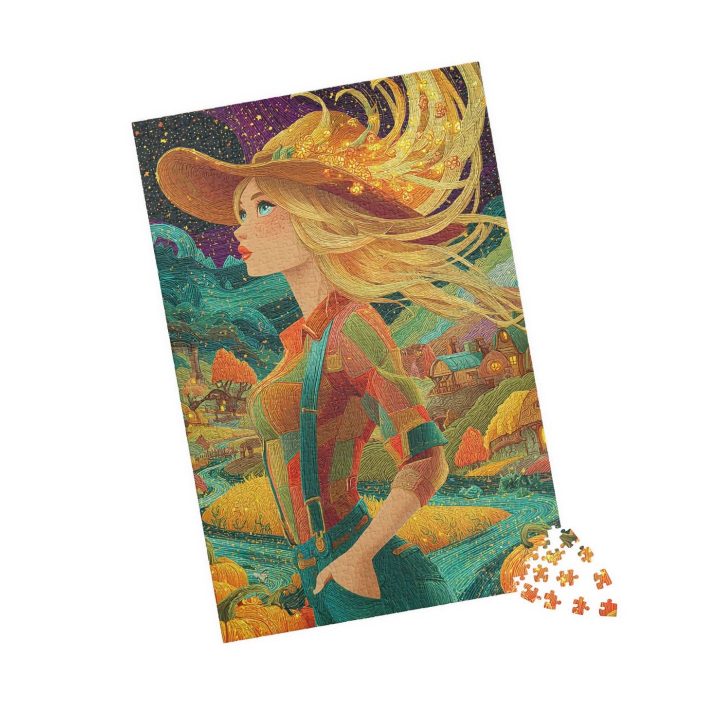 2040s Autumn Cowgirl Jigsaw Puzzle - Surreal Dreamscape, Ideal for Family Activity, Holiday Gift, Halloween Thanksgiving, Home Entertainment 1014 pcs (Vertical) Puzzle The Puzzle Chest