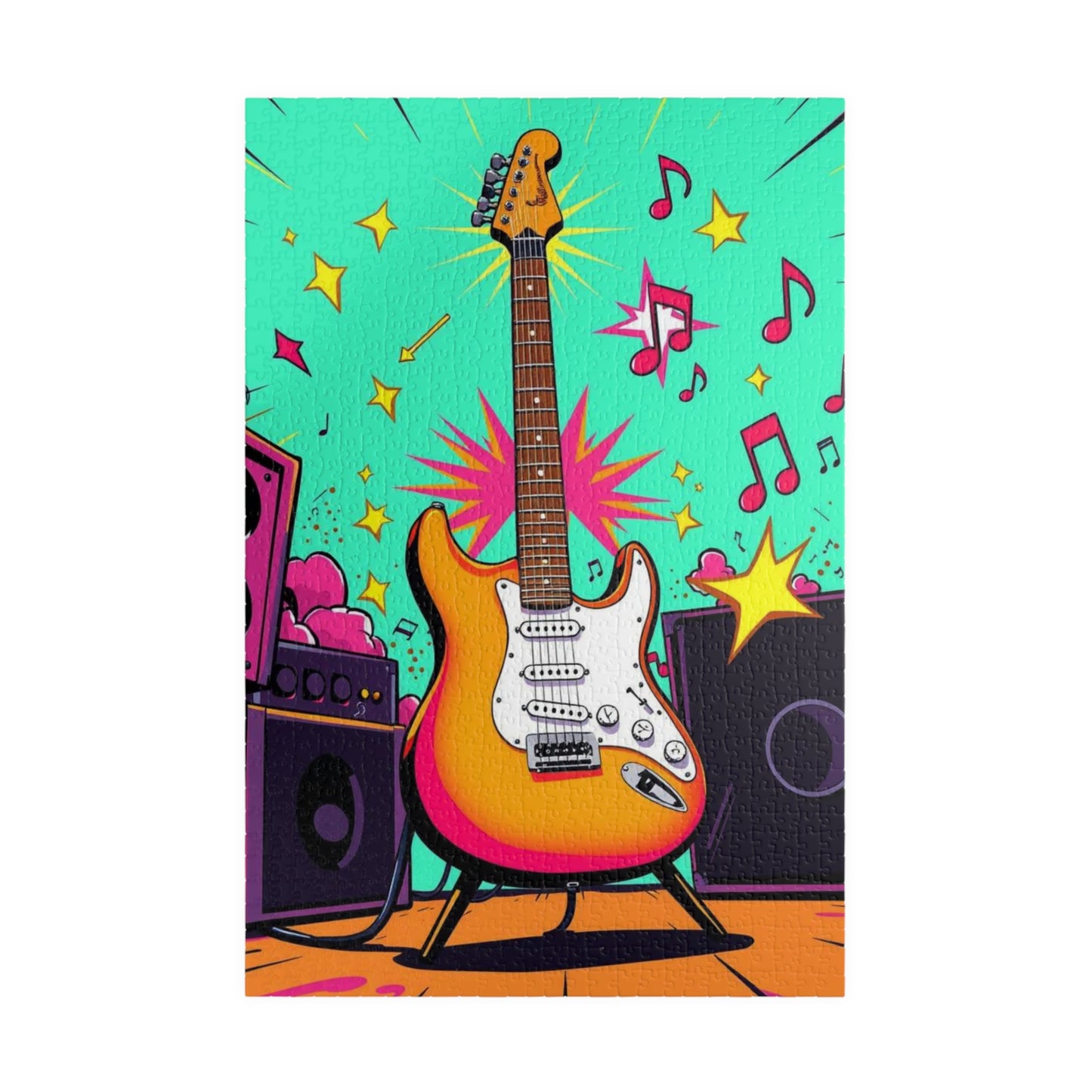 Colorful Guitar Puzzle - Pop Art Jigsaw Puzzle for Adults, Perfect for Music Lover, Game Night, Family Fun, Gifts, Unique Home Entertainment 1014 pcs (Vertical) Puzzle The Puzzle Chest
