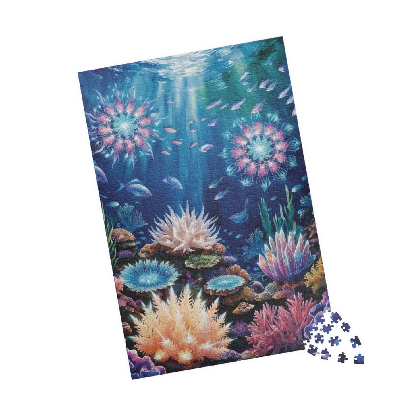 Trippy Ocean Jigsaw Puzzle, Radiant Coral Reef Mandala Puzzle, Bioluminescent Sea Creatures, 110 252 520 1014-Piece Puzzle for Adults, Hobby Puzzle The Puzzle Chest