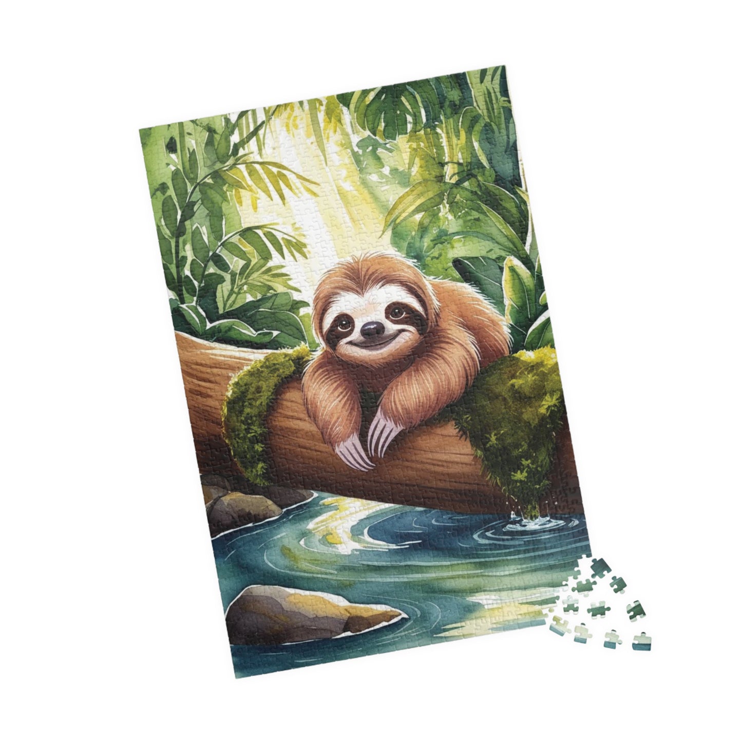Jigsaw Puzzle, Relaxing Sloth Hanging Upside Down in Tropical Jungle, Puzzle for Nature Lovers, Rainforest Wildlife Game Night, Cute Puzzle The Puzzle Chest