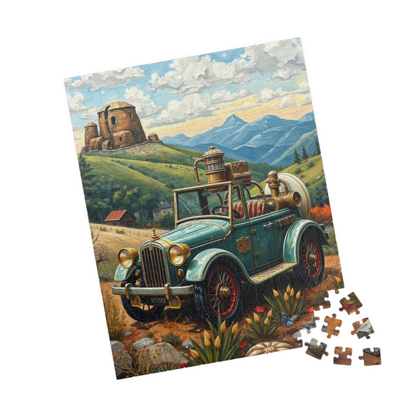 Retro Steampunk Car Puzzle 110, 252, 520, 1014-piece Jigsaw Game for Art Lovers, Family Fun, Holiday or Birthday Gift for Adults Puzzle The Puzzle Chest