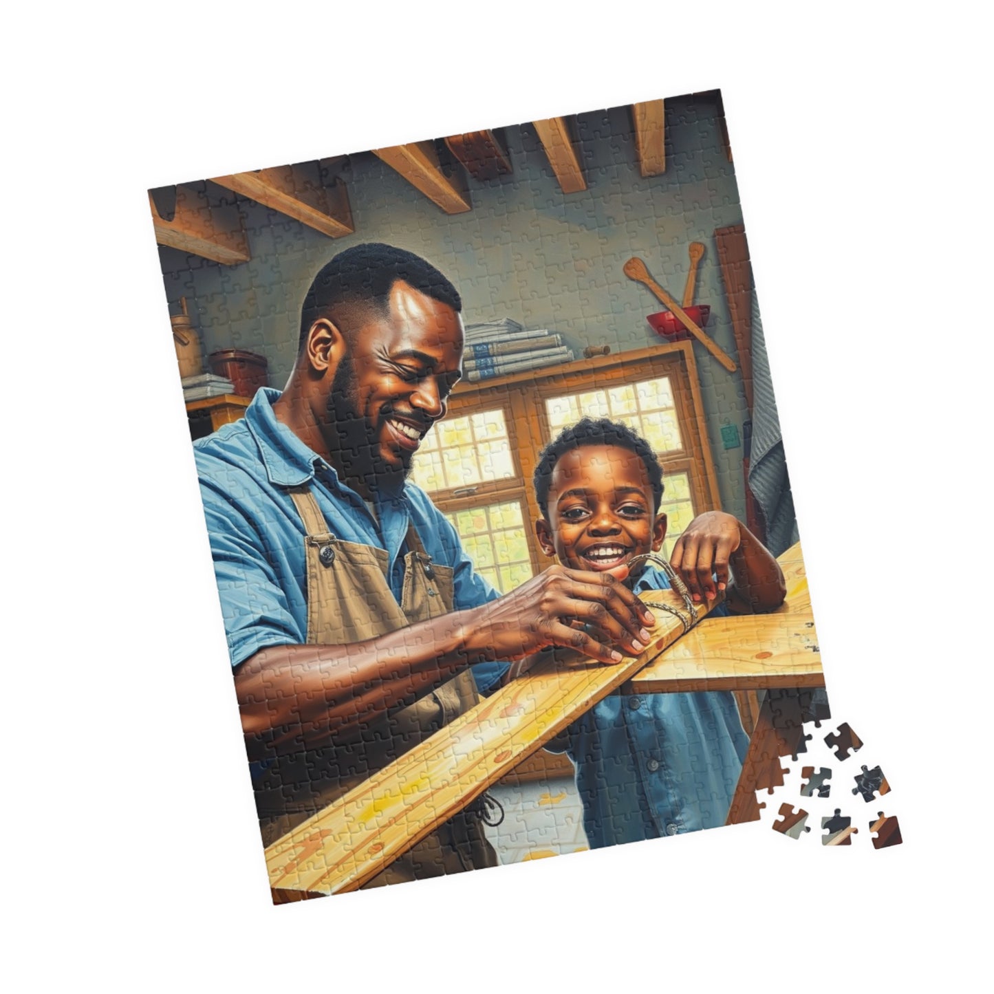 Family Bonding Jigsaw Puzzle, Black Father and Son Scene, Fun Family Activity, African American Afrocentric Cultural, Gift Puzzle The Puzzle Chest