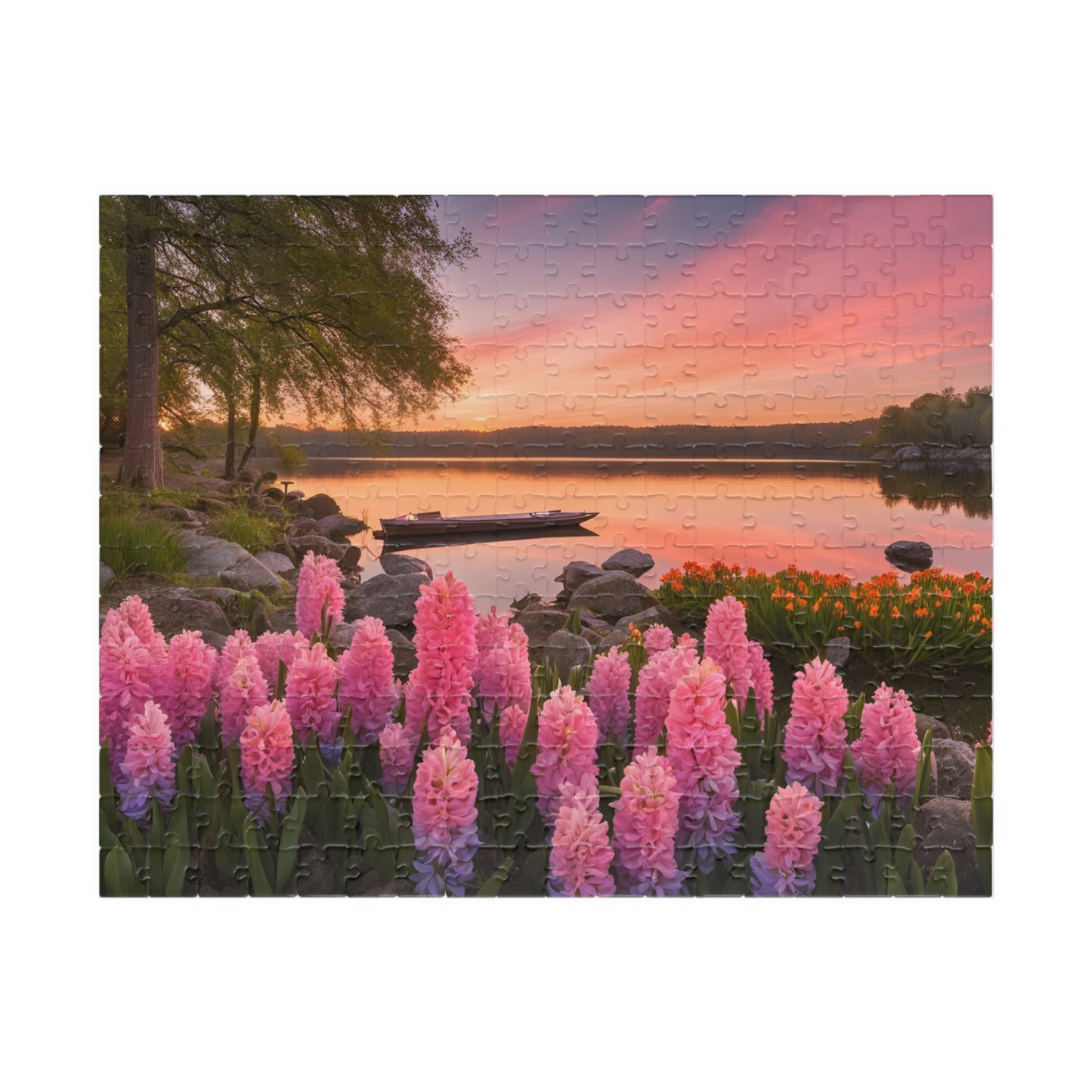 Puzzle - Lakeside Sunset Hyacinths, 110, 252, 520, 1014-piece, Jigsaw Game, Relaxing Hobby, Nature Scene, Mindfulness Activity, Floral 252 pcs (Horizontal) Puzzle The Puzzle Chest