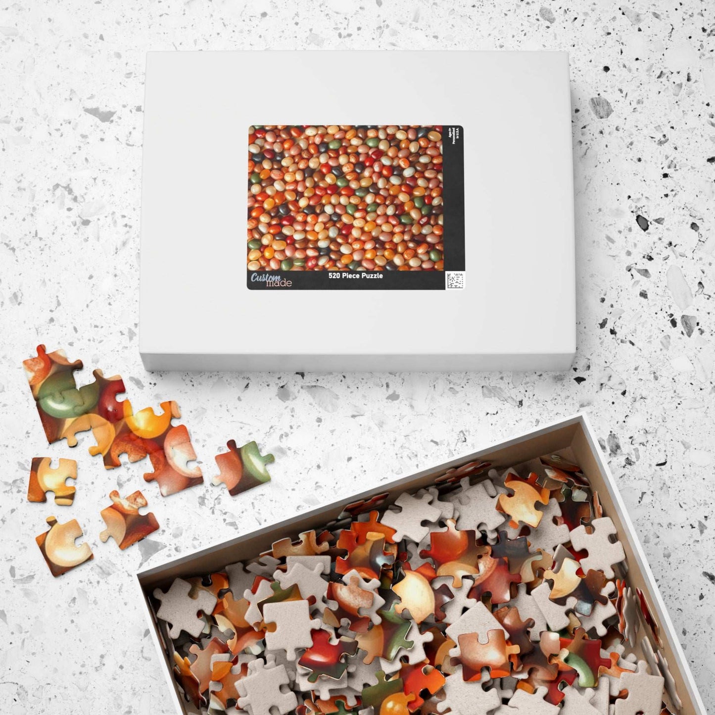 Chaotic Jelly Beans Puzzle, Vibrant Candy-Themed Jigsaw, Earth Tones Food Collage, Family Activity, Quiet Pastime, Foodie Puzzle Lover Puzzle The Puzzle Chest