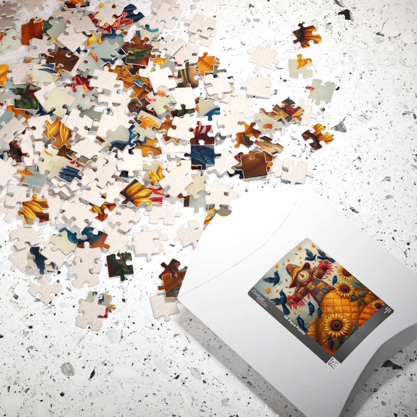 Fall Folk Art Scarecrow Puzzle, Cozy Autumn Jigsaw for Family Game Night, Thanksgiving Fun, Gift for Puzzle Lovers, 110 252 520-piece Puzzle The Puzzle Chest