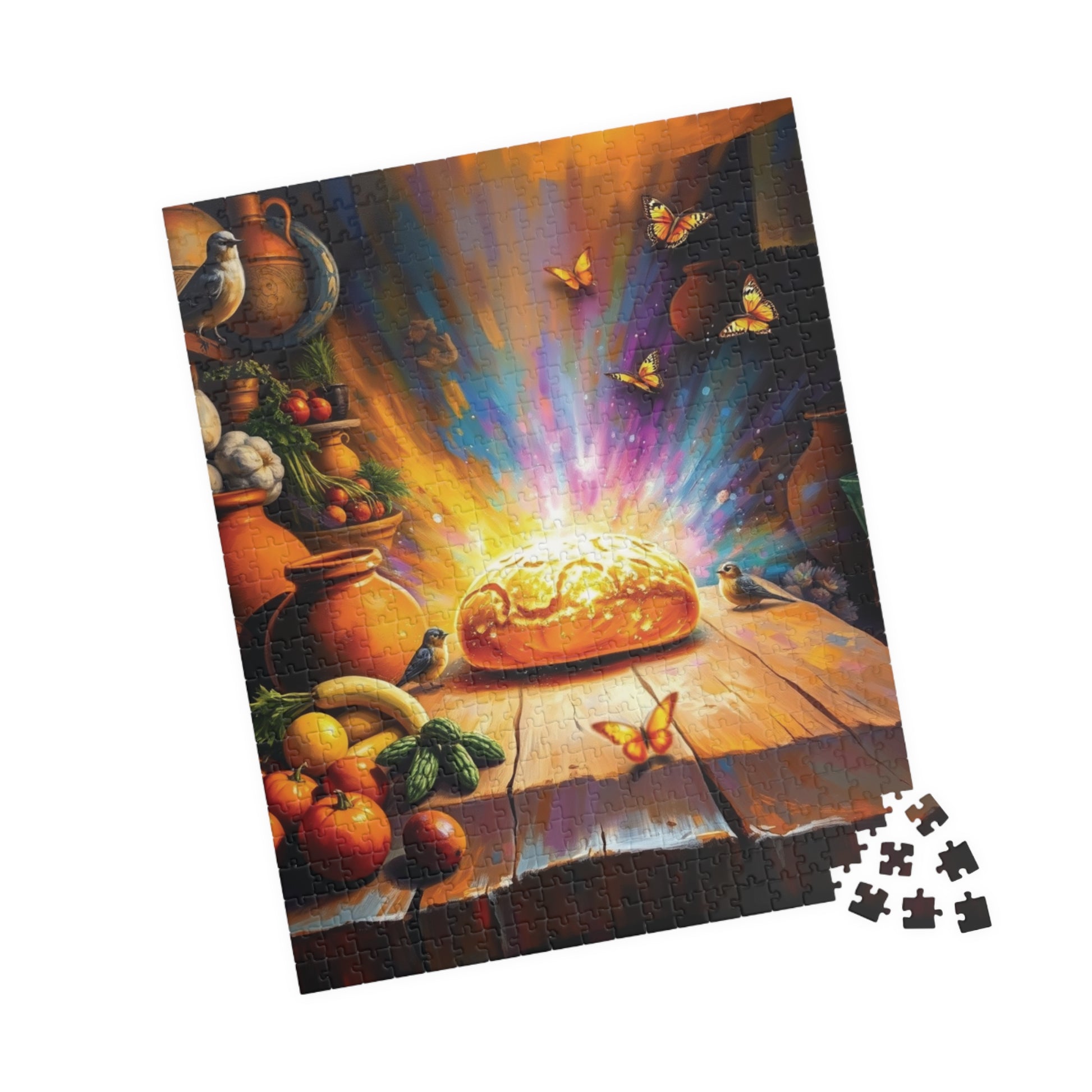 Bread of Life Jigsaw Puzzle, Glowing Bread with Birds Butterflies, Christian Symbolism Faith-Based Game, Gift for Religious Puzzle Lovers Puzzle The Puzzle Chest