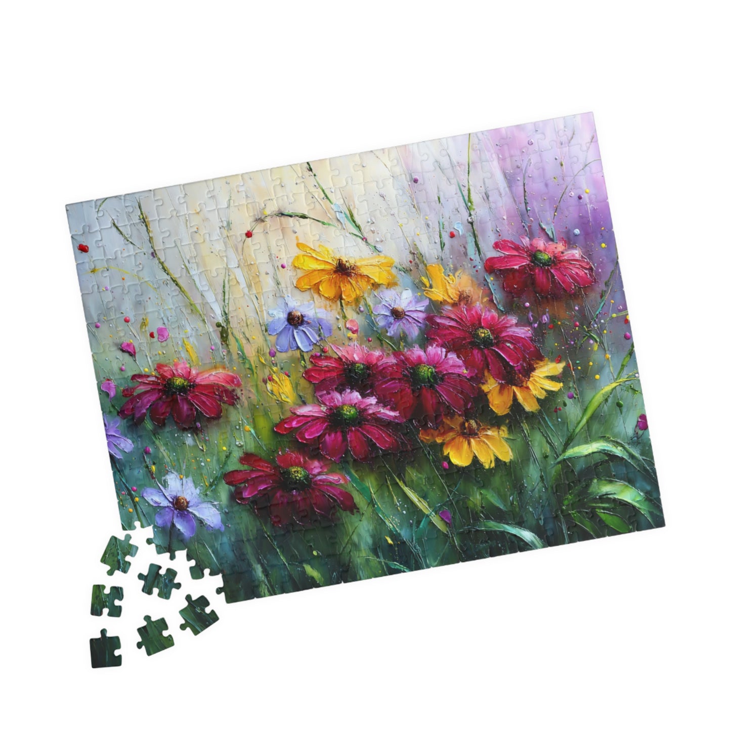 Misty Bloom Jigsaw Puzzle - Soft Abstract Floral Art, Vibrant Flower Artwork
