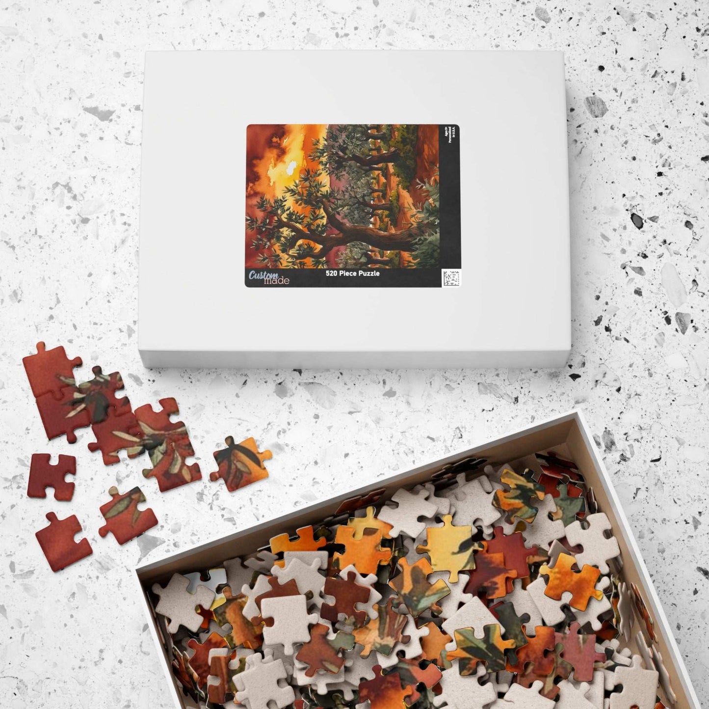 Olive Grove Sunset Puzzle, Landscape Jigsaw Game with Earthy Tones and Expressive Trees, Van Gogh-Inspired Unique Giftable Puzzle for Adults Puzzle The Puzzle Chest