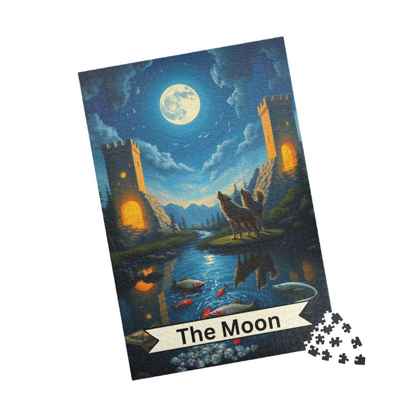 The Moon Jigsaw Puzzle - Tarot Style Moonlit Castle, 110-1014 Piece Ideal for Family Game Night, Puzzle Lover Gift, Mindfulness Activity 1014 pcs (Vertical) Puzzle The Puzzle Chest