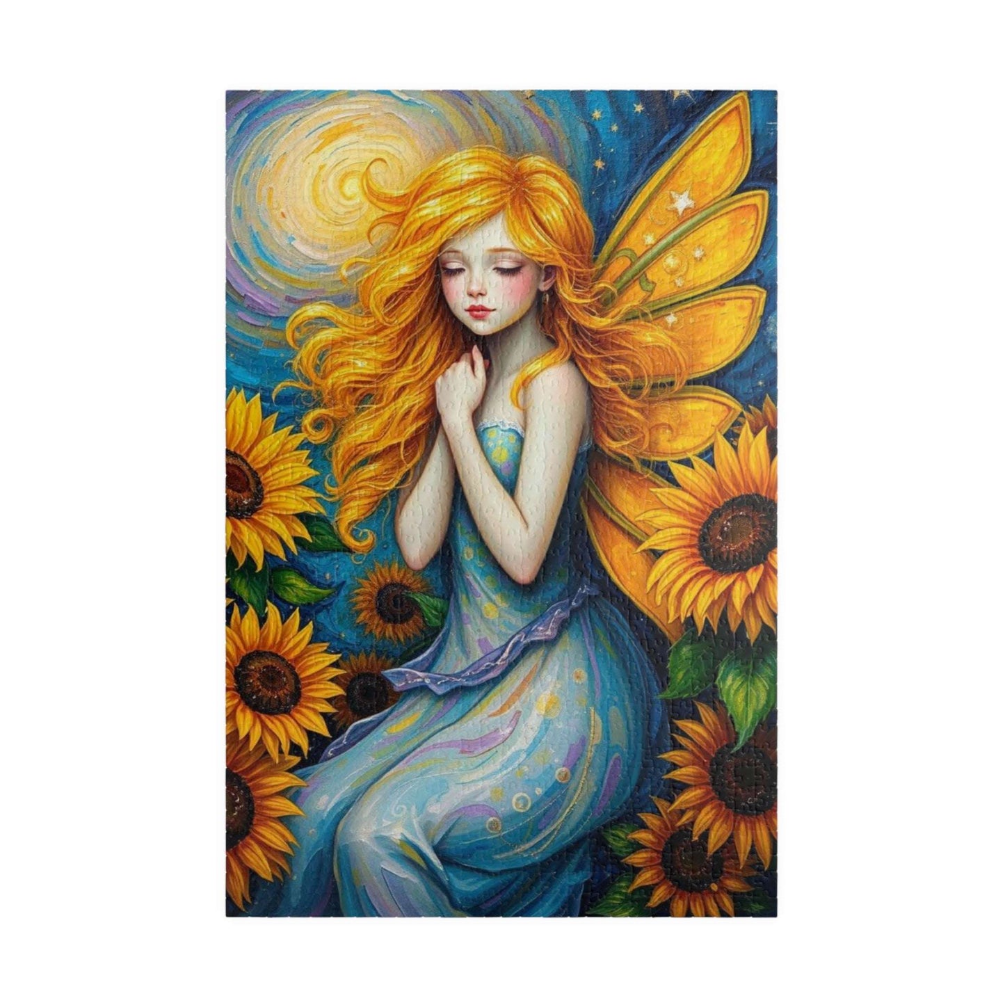 Sunflower Enchantress Jigsaw Puzzle - Enchanting Fairy and Sunflower Puzzle for Adults 1014 pcs (Vertical) Puzzle The Puzzle Chest