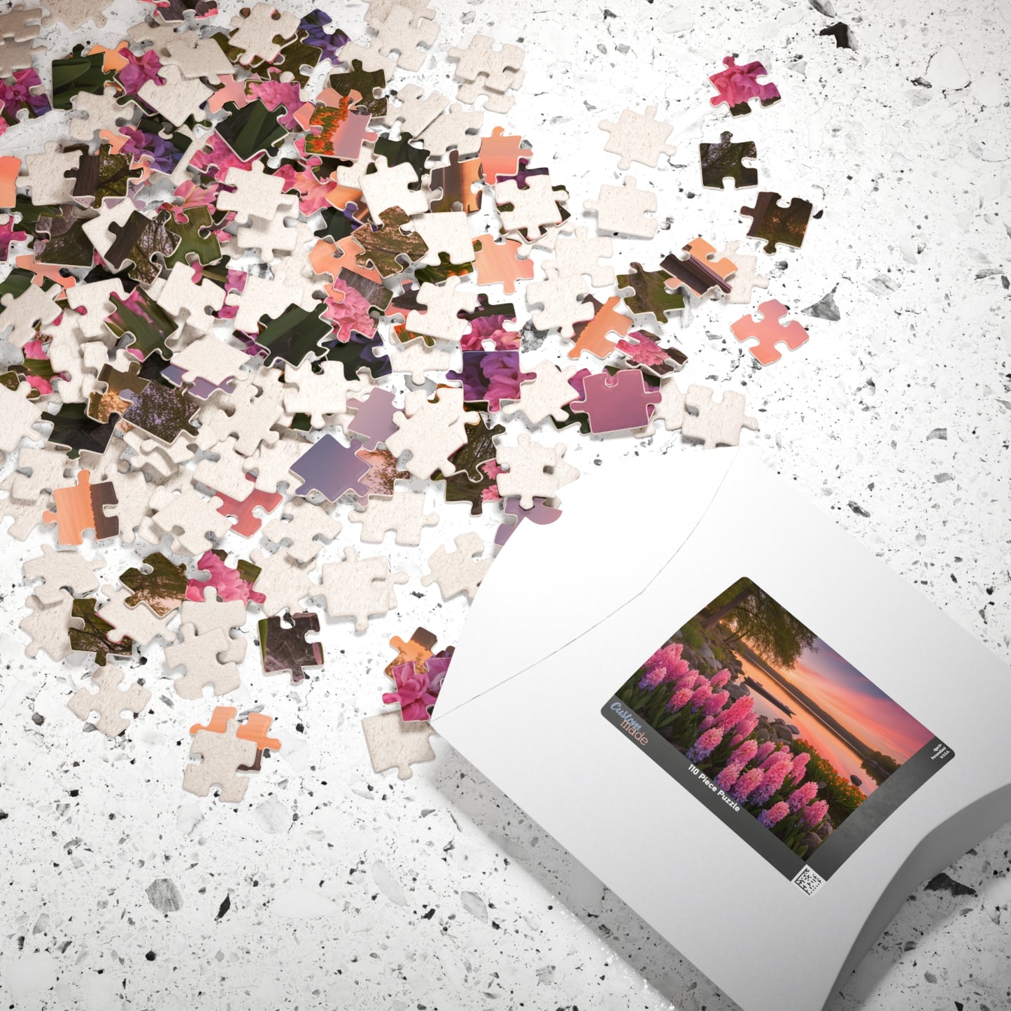 Puzzle - Lakeside Sunset Hyacinths, 110, 252, 520, 1014-piece, Jigsaw Game, Relaxing Hobby, Nature Scene, Mindfulness Activity, Floral Puzzle The Puzzle Chest
