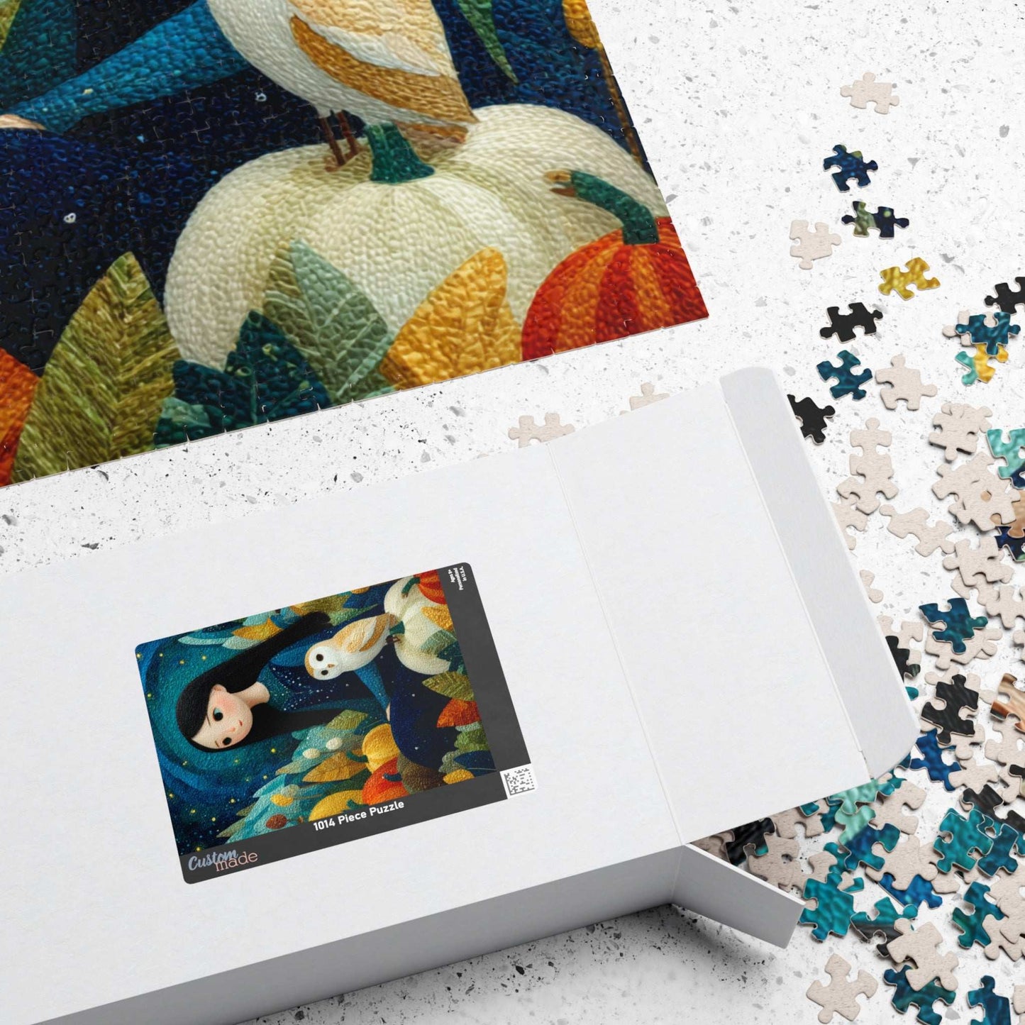 Starry Autumn Night Jigsaw Puzzle – Owl and Pumpkins Fall Puzzle for Adults, Twilight Autumn Scene Puzzle The Puzzle Chest