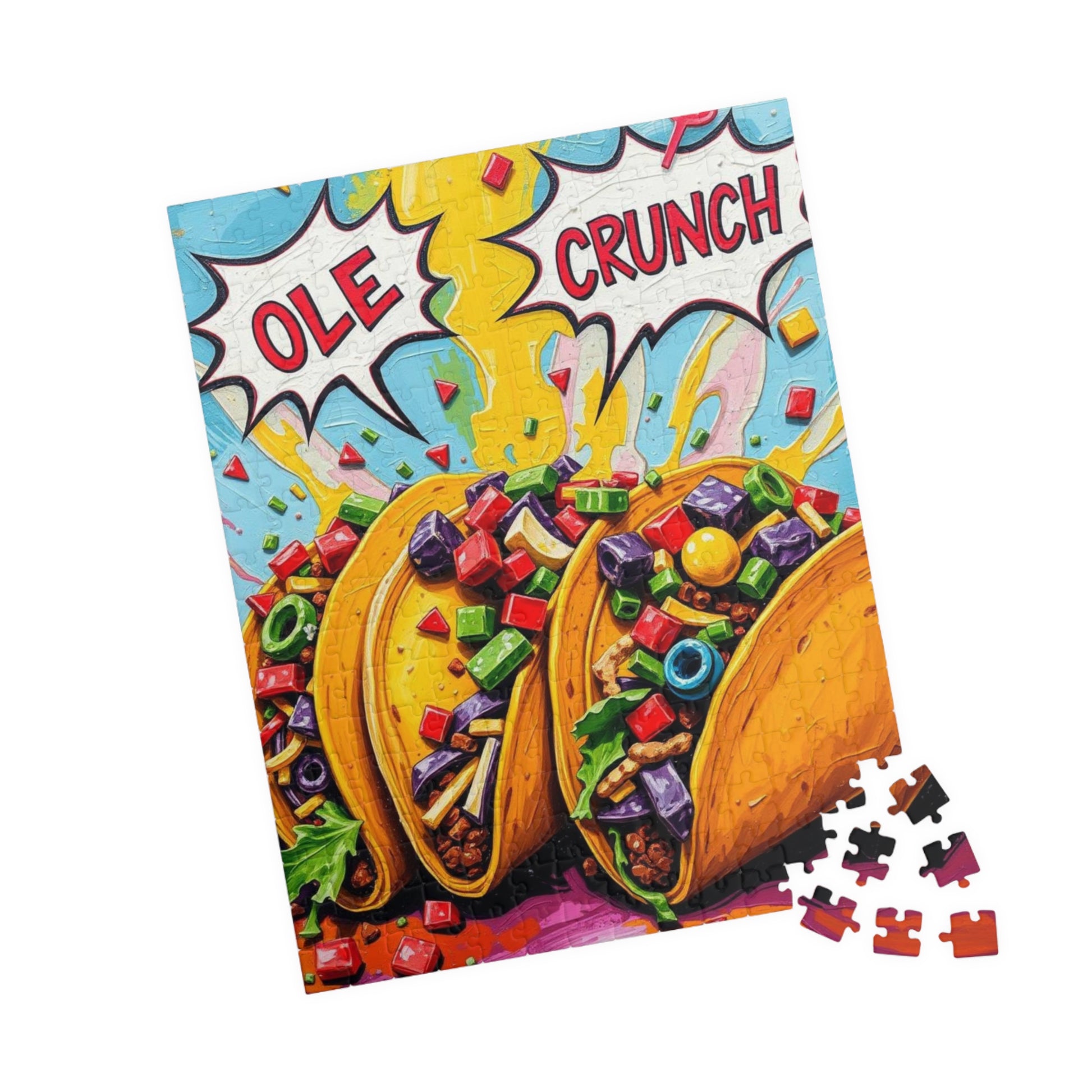Taco Crunch Puzzle - Pop Art Jigsaw Fun Family Game, 110/252/520/1014-Piece, Vibrant Art for Food Lovers, Great Gift for Taco Tuesday 252 pcs (Vertical) Puzzle The Puzzle Chest