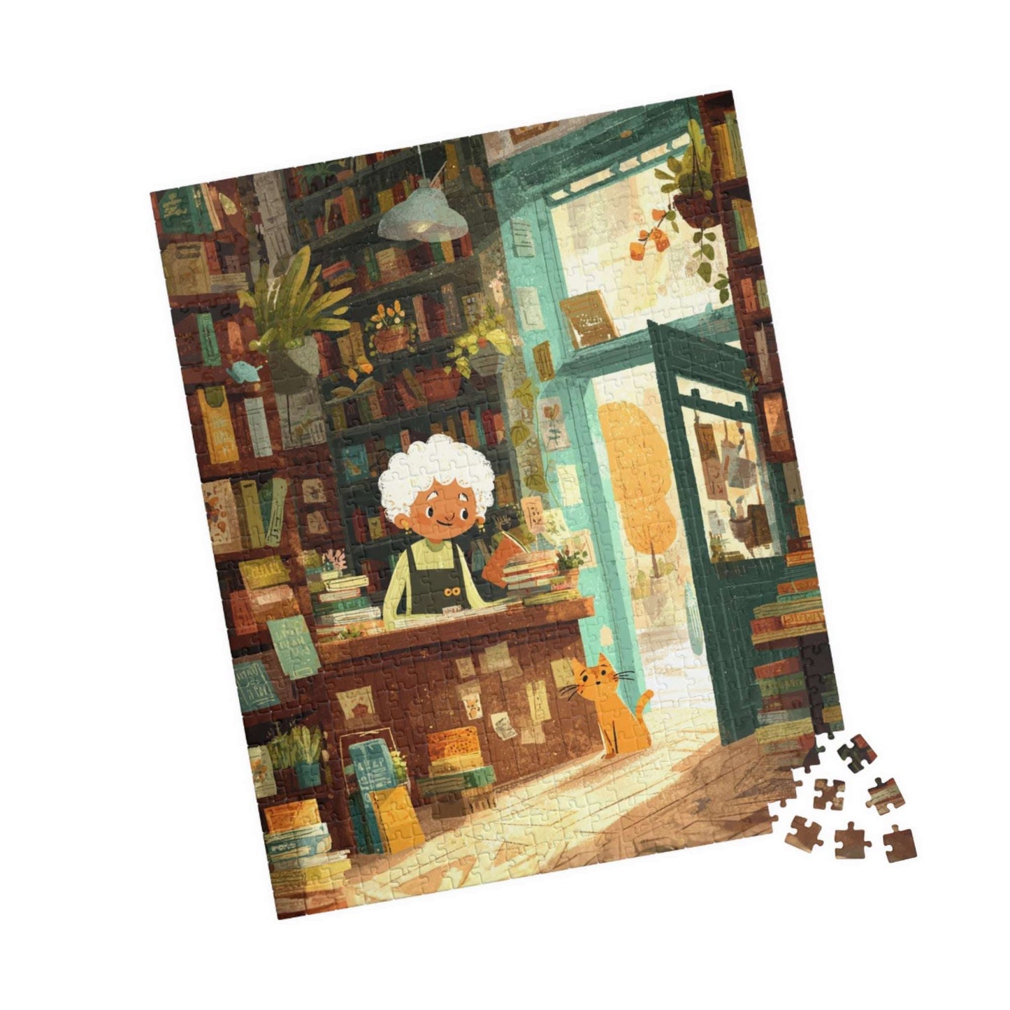 The Reading Nook Puzzle - Cartoon Cozy Bookstore Jigsaw Game for Adults, Best Gift for Book Lovers, Family Game Night 520 pcs (Vertical) Puzzle The Puzzle Chest