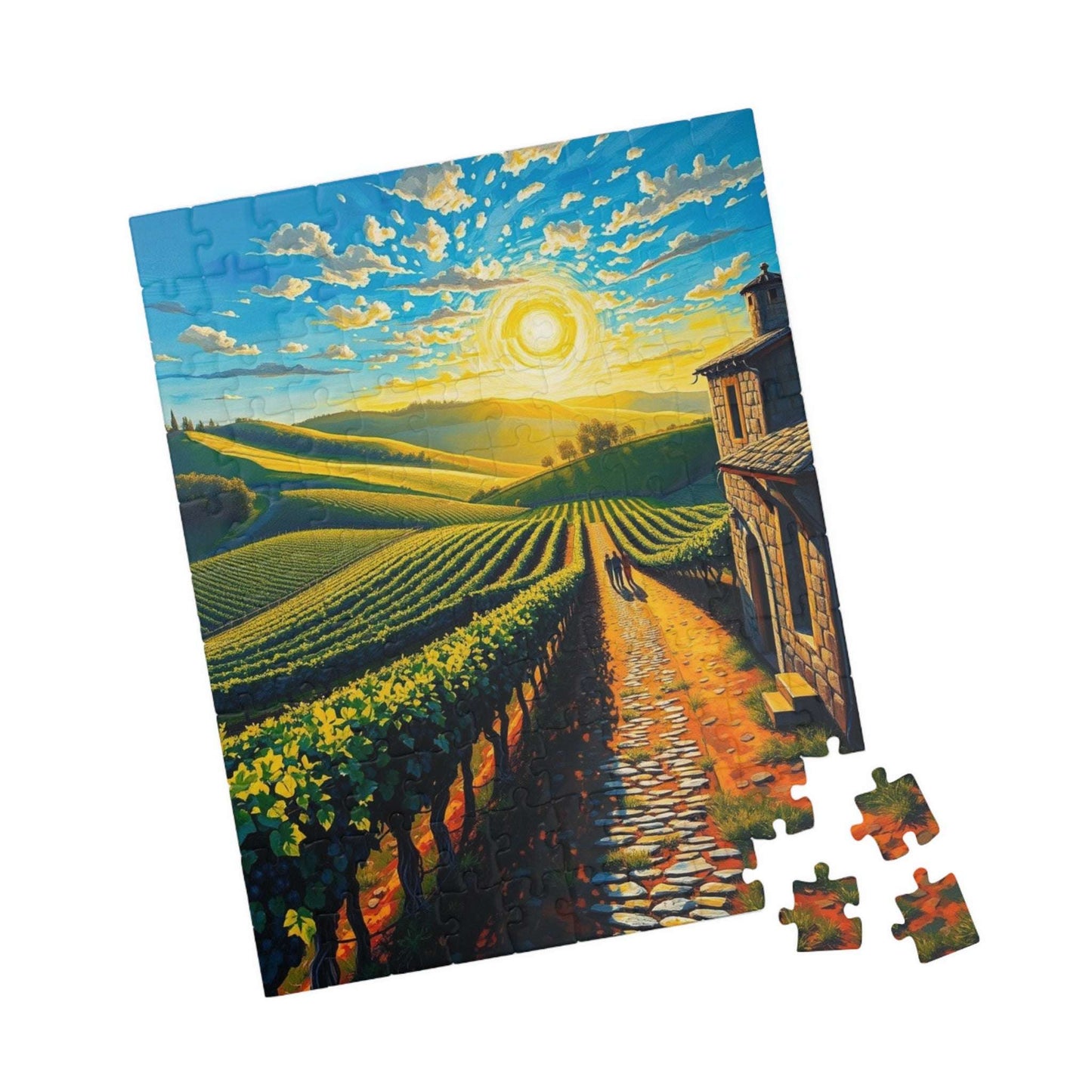 Scenic Vineyard Puzzle, Nature Puzzle, Sunset Jigsaw, Family Activity, Gift for Puzzle Lovers Puzzle The Puzzle Chest