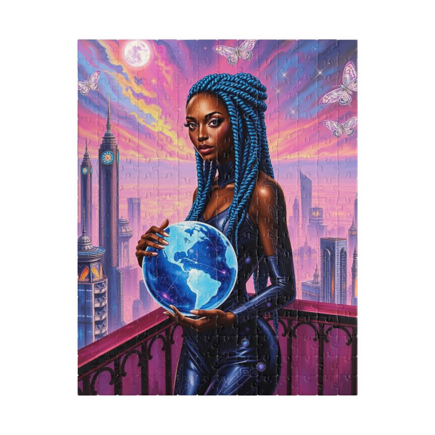Futuristic African American Woman Art Puzzle - Empowering Black Female Representation, Mindful Activity, Art Lover Gift, Family or Solo Fun 252 pcs (Vertical) Puzzle The Puzzle Chest