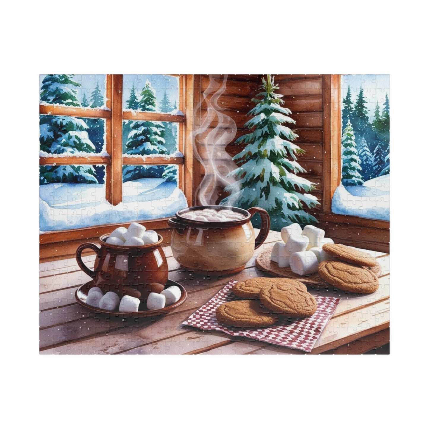 Cozy Cabin Kitchen Jigsaw Puzzle - Snowy Forest Winter Scene, Puzzle Lover Gift for Friends, Solo Fun or Family Activity 520 pcs (Horizontal) Puzzle The Puzzle Chest