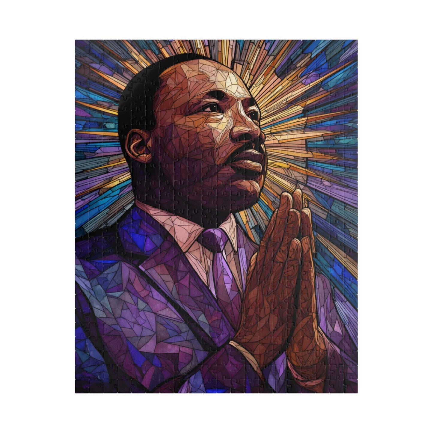 Afrocentric Black History Jigsaw Puzzle – Stained Glass Martin Luther King Jr. Puzzle, Civil Rights Movement Artwork, Inspirational African American Puzzle for Adults and Teens Puzzle The Puzzle Chest