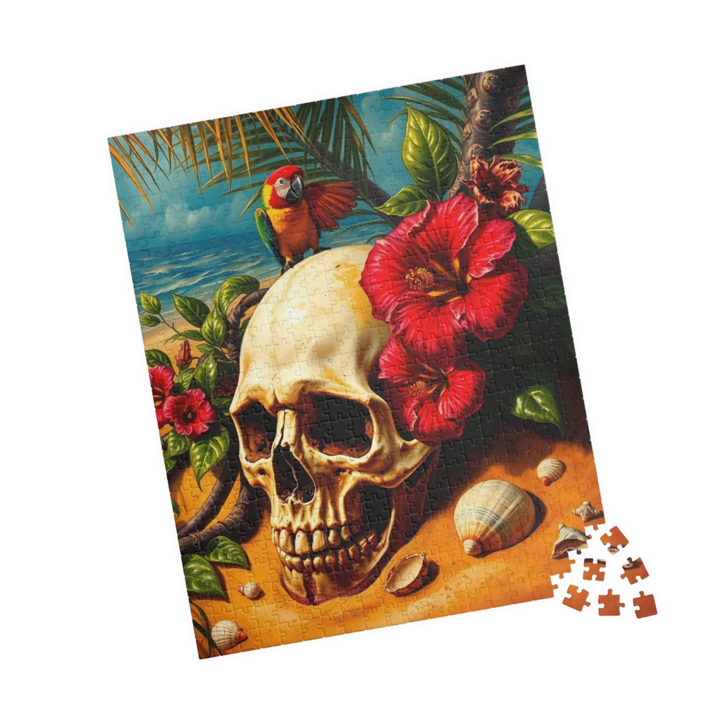 Tropical Skull Artwork Puzzle, 110-1014 Pieces, Beach Scene, Unique Gift for Puzzle Lover, Fun Family Activity, Summer Vibe, Brain Teaser Puzzle The Puzzle Chest