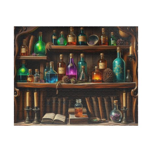 Vintage Potion Shop Puzzle, Witches Apothecary Mystical Jigsaw Game for Art Lovers, Entertaining Gift for Halloween, Family Fun Activity 520 pcs (Horizontal) Puzzle The Puzzle Chest