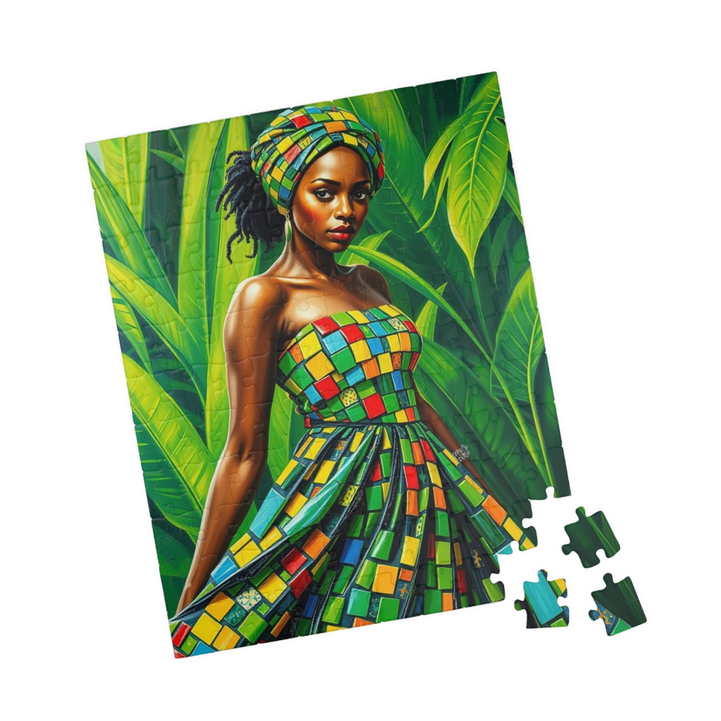 Colorful African Woman Puzzle, Vibrant Afrocentric Art Jigsaw Game, Unique Gift for Adult, Mindfulness Activity, Fun Home Entertainment Puzzle The Puzzle Chest