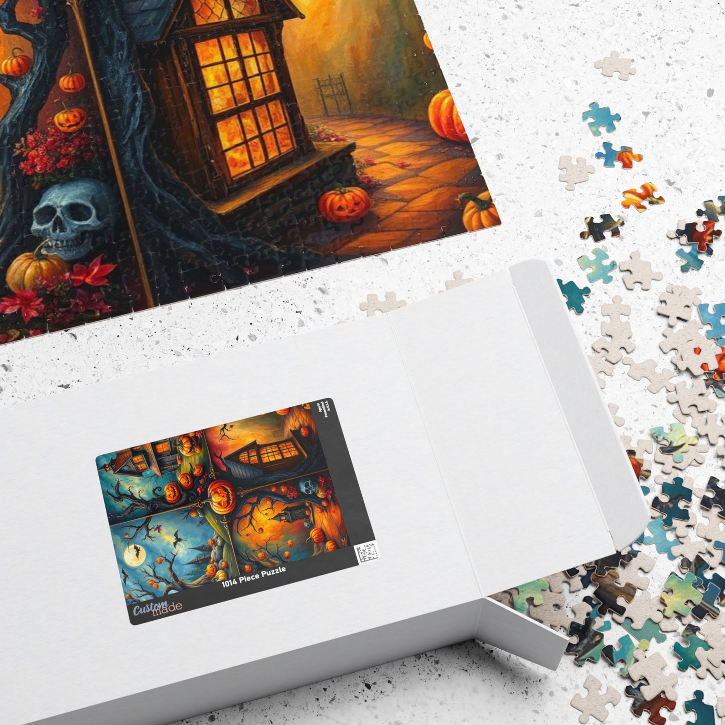 Halloween Scenery 4-Quadrant Jigsaw Puzzle - Spooky Themed Collage, Autumn Activity, Brain Teaser Game, Holiday Gift for Friends Puzzle The Puzzle Chest