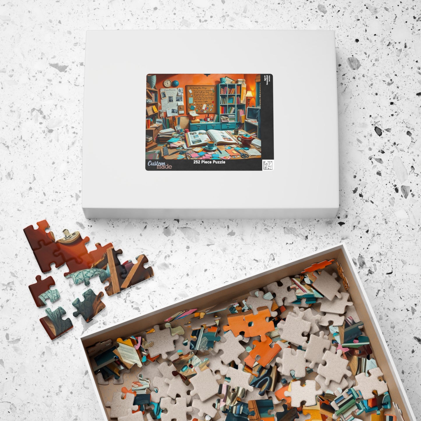 Vibrant Scrapbooking Studio Jigsaw Puzzle, Paper Crafting Table with Tools, DIY Art Scene, Hobby Gift, Puzzle Lover Art Enthusiast, Mindful Puzzle The Puzzle Chest