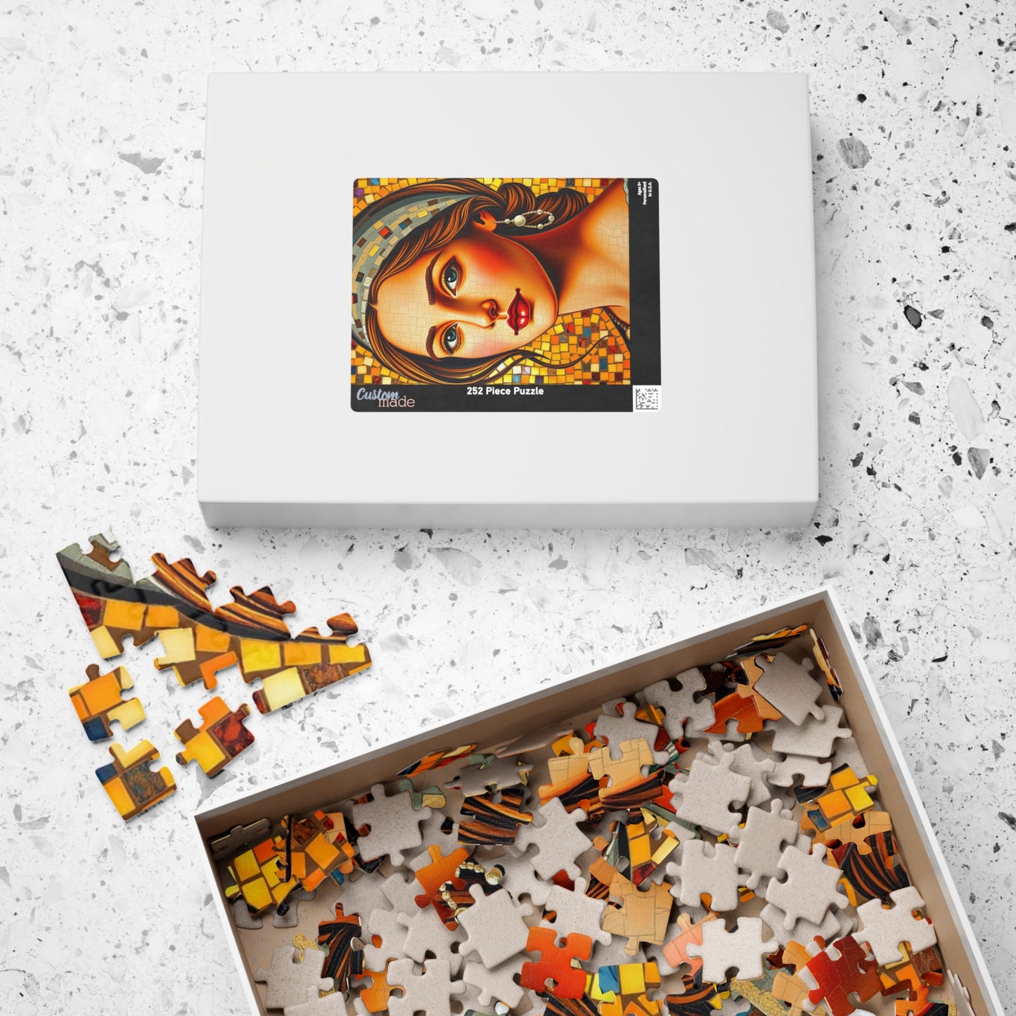 Mosaic Portrait Renaissance Woman Puzzle - 110, 252, 520, 1014-piece | Decorative Gift for Art Lover, Family or Solo Fun, Unique Collectible Puzzle The Puzzle Chest