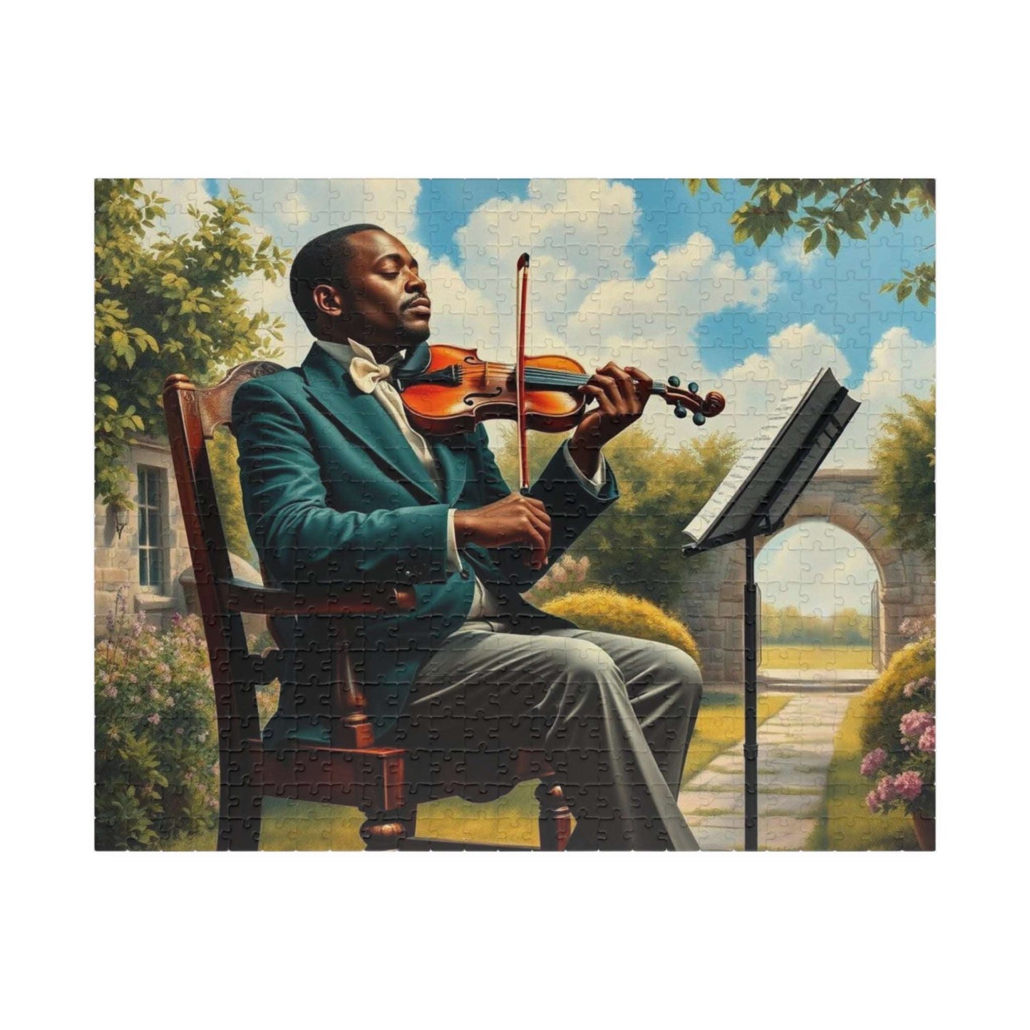 Black Victorian Musician Jigsaw Puzzle, Afrocentric Artwork Featuring Black Man Puzzle The Puzzle Chest