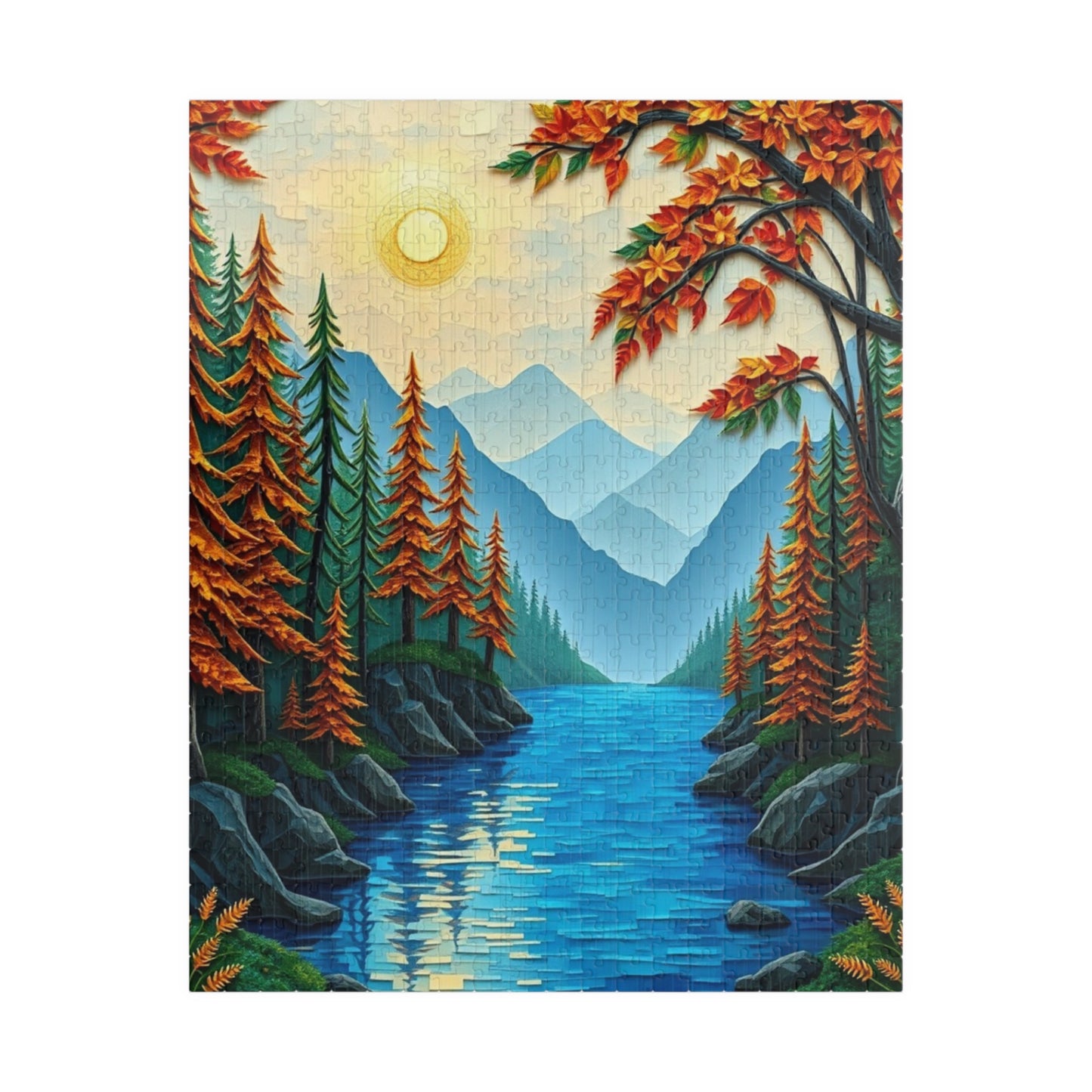 Mosaic Jigsaw Puzzle, Enchanted Forest Sunrise Landscape, 110-1014 Piece, Meditation Relaxation Game, Family Activity, Decorative Art, Gift 520 pcs (Vertical) Puzzle The Puzzle Chest