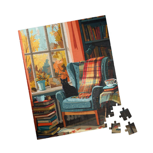Cozy Cat Puzzle - Perfect Gift for Cat Lovers, Autumn Vibes, Home Decor, Family Game Night, Relaxation Activity 110 pcs (Vertical) Puzzle The Puzzle Chest
