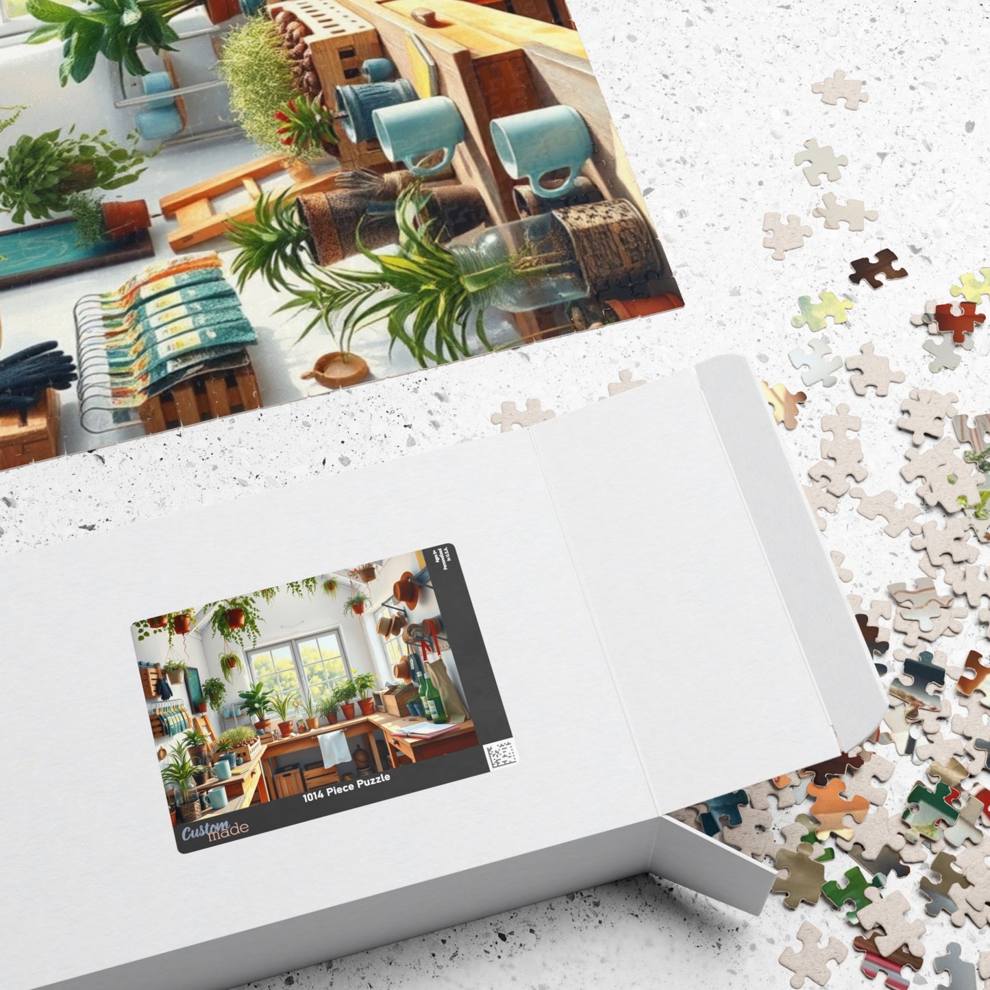 Bright Airy Garden Workshop Puzzle Featuring Wooden Crates, Hanging Plants and Whitewashed Walls, Gardening Lovers Jigsaw Game, Mindful Gift Puzzle The Puzzle Chest