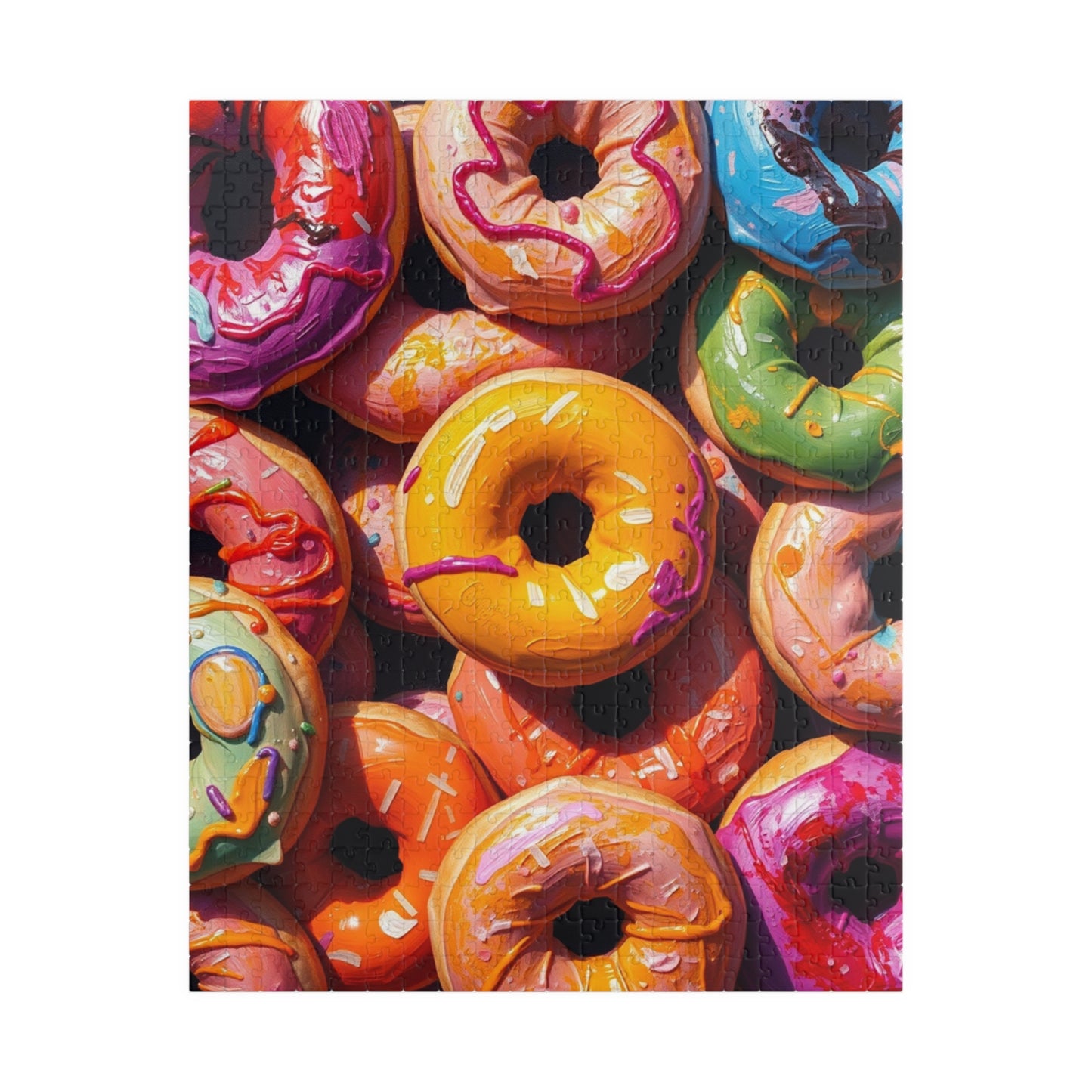 Chaotic Donuts Puzzle, Vibrant Sweets-Themed Jigsaw, Bright and Colorful Food Collage, Family Activity, Quiet Pastime, Foodie Puzzle Lover 520 pcs (Vertical) Puzzle The Puzzle Chest