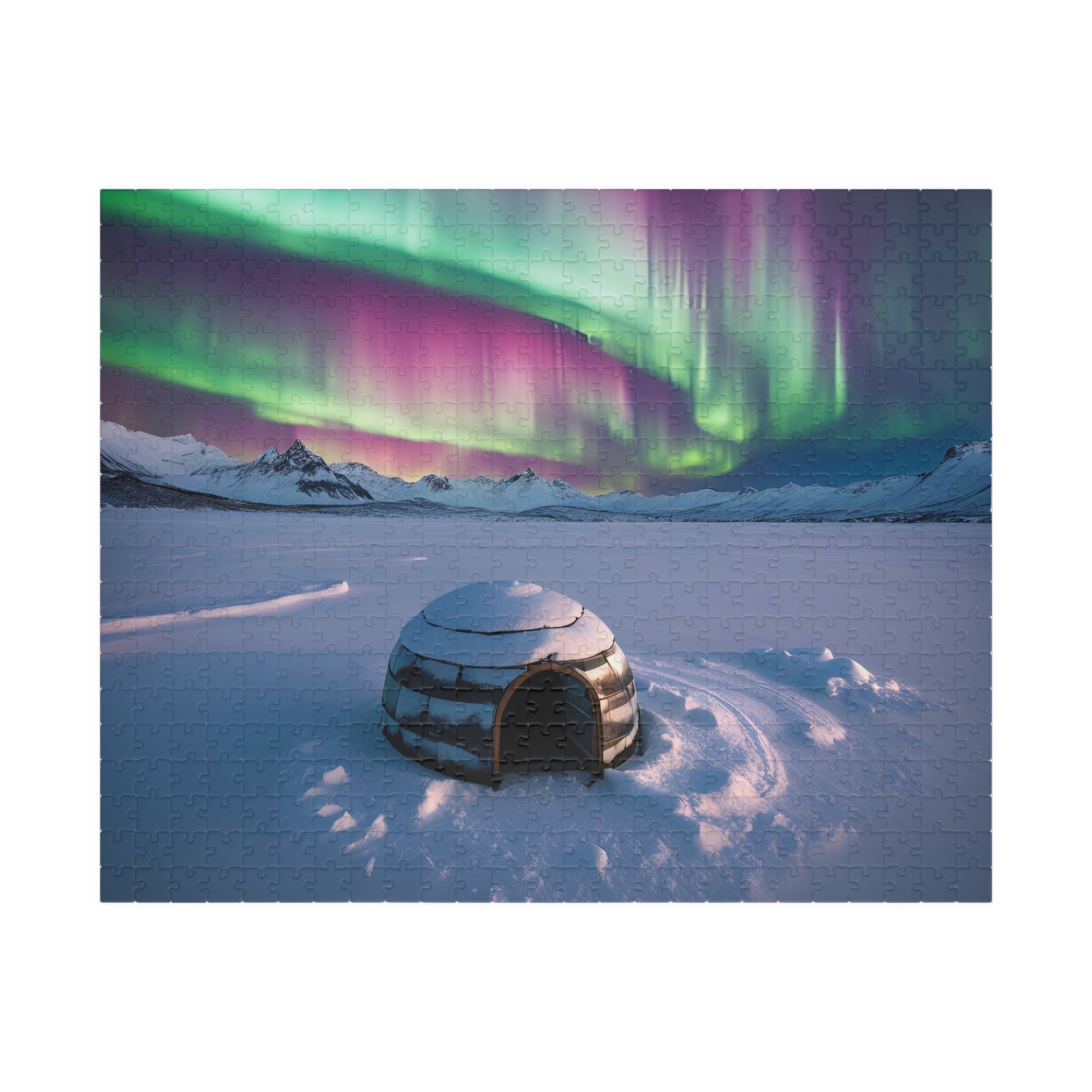 Aurora Borealis Jigsaw Puzzle - 110, 252, 520, 1014-piece Igloo Scenic Gift for Nature Lovers, Family Activity, Game Night, Cozy Gift Idea 520 pcs (Horizontal) Puzzle The Puzzle Chest