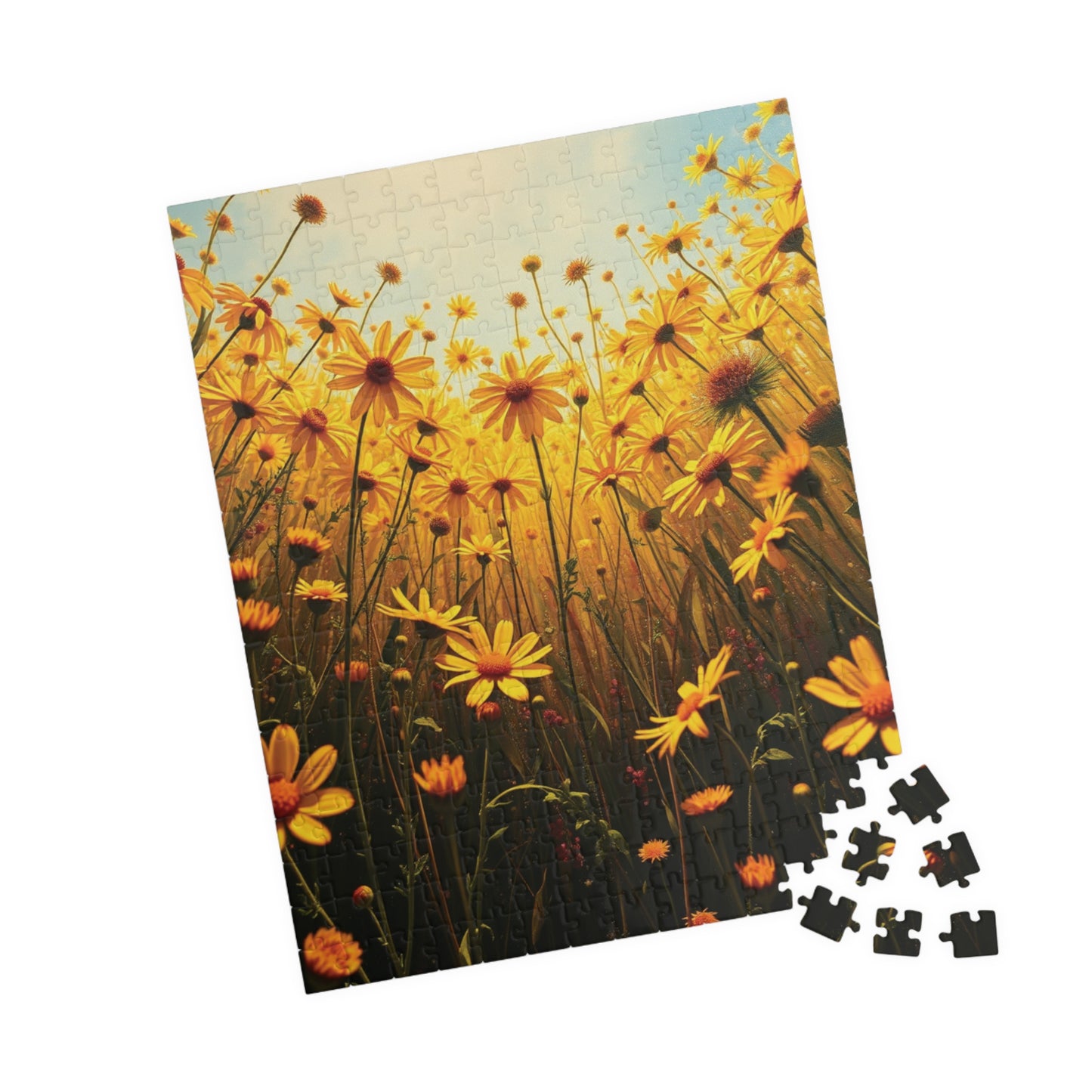 Golden Wildflower Field Puzzle, Bright Floral Flower Landscape Jigsaw Game, Mindful Challenge, Nature Themed Puzzle Lover Gift, Family Fun Puzzle The Puzzle Chest