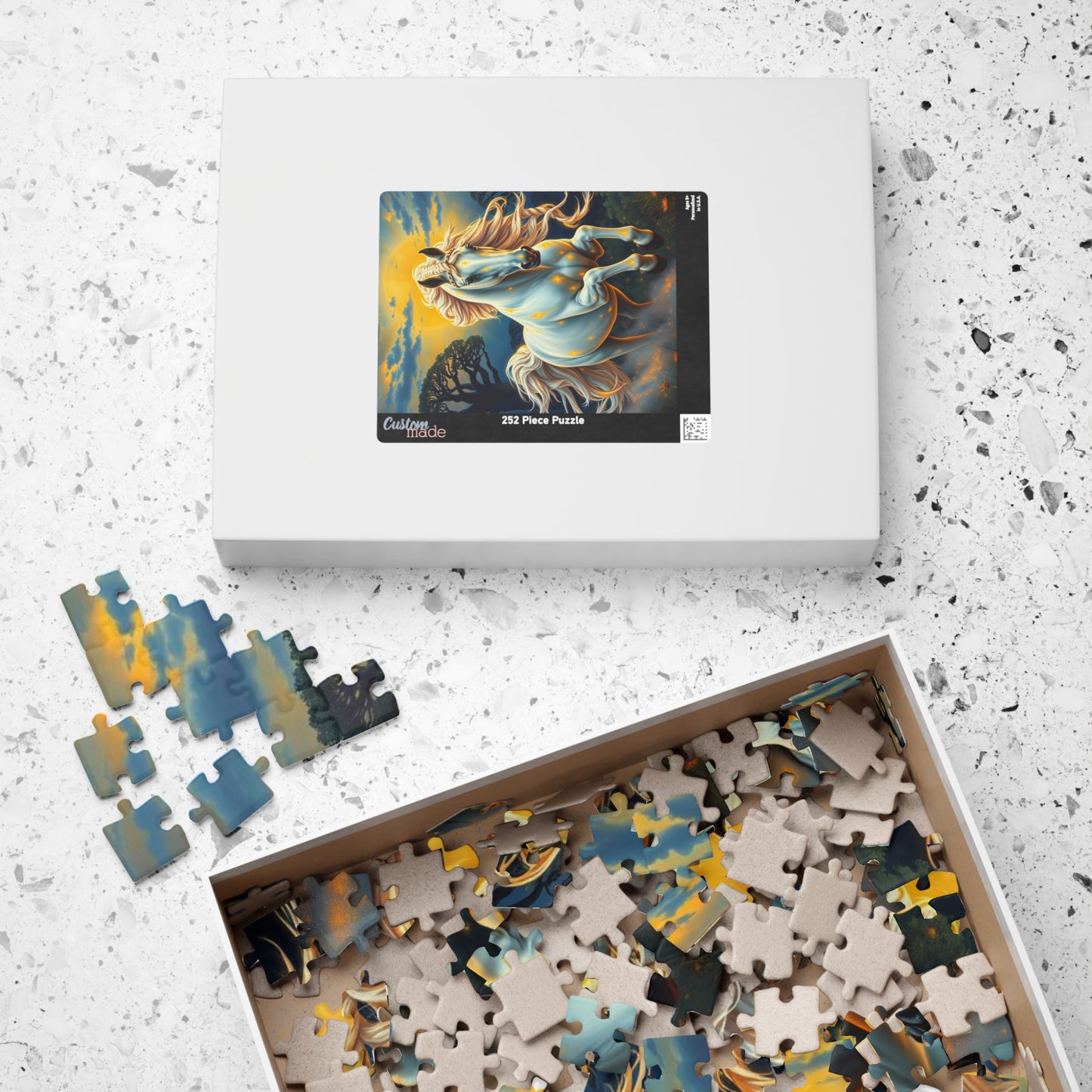 African Jungle White Horse Jigsaw Puzzle, Enchanting Horse Lover Gift for Friends, Family Game Night, Mindful Birthday Holiday Fun Puzzle The Puzzle Chest