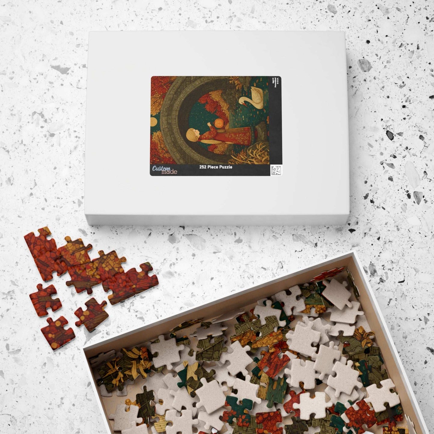 Autumn Pond Fairy-Tale Puzzle - Fall Landscape Girl and Ducklings Jigsaw Game for Family or Solo Fun, Puzzle Lover Gift, Brain Teaser Puzzle The Puzzle Chest