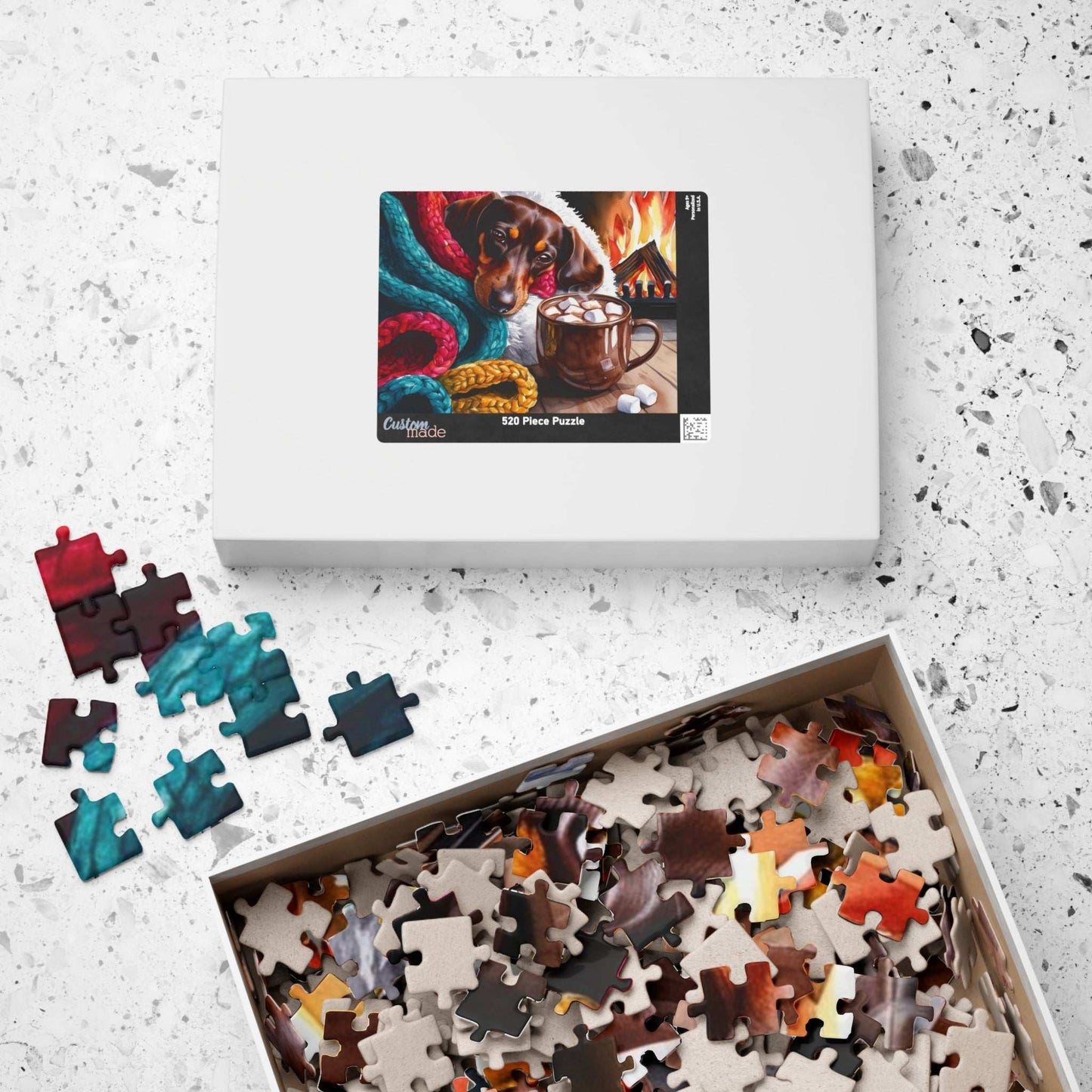 Cozy Winter Dachshund Puzzle - Dog by Fireplace Jigsaw Game, Holiday Family Fun, Mindful Gift for Animal Lovers, Indoor Activity Puzzle The Puzzle Chest