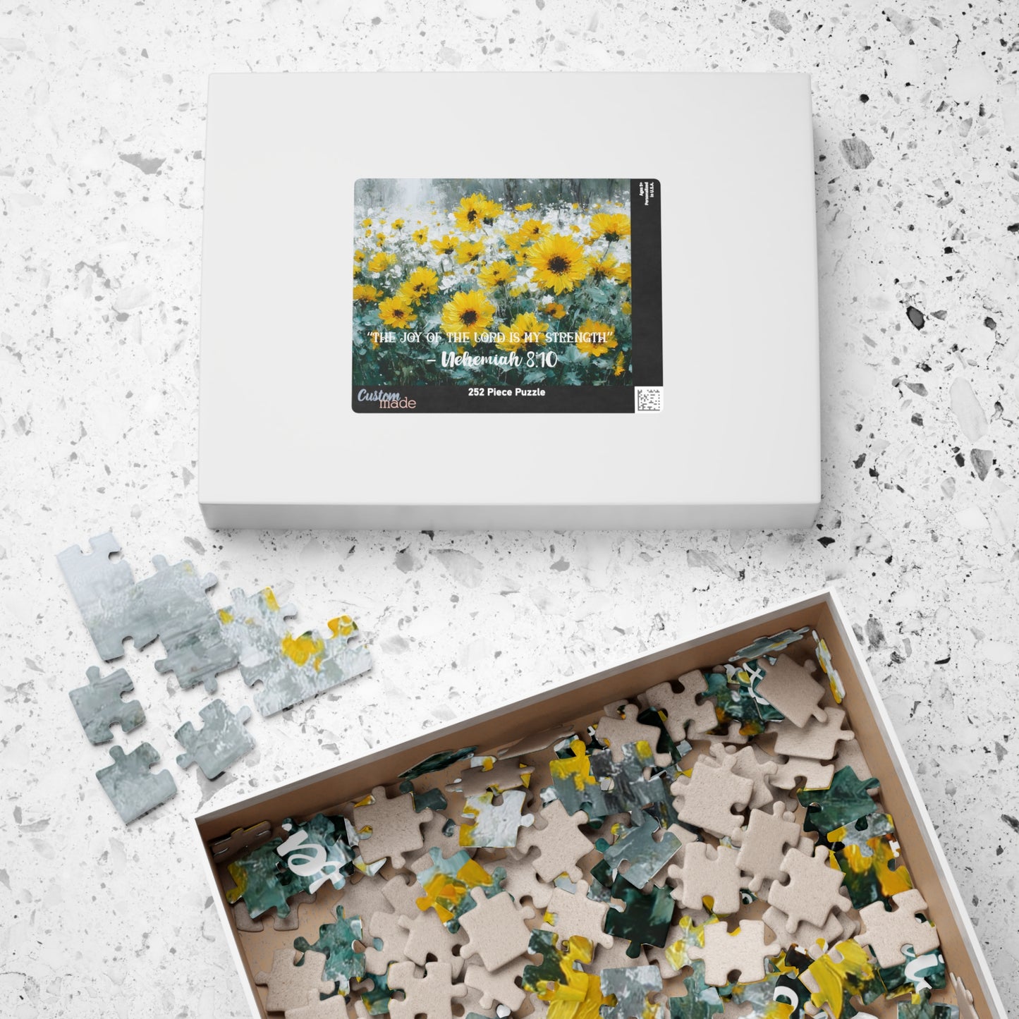 Sunflower Joy – Strength in Light Jigsaw Puzzle, Faith-Inspired Inspirational Gift, Christian Puzzle, Bible Verse Nehemiah 8:10 Puzzle The Puzzle Chest