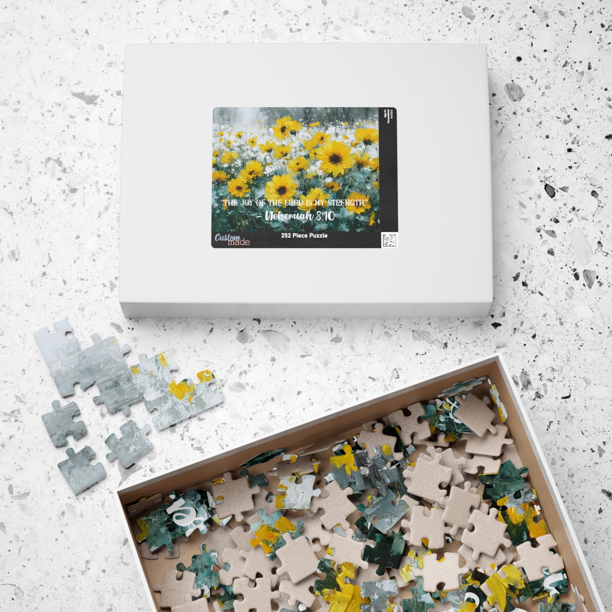 Sunflower Joy – Strength in Light Jigsaw Puzzle, Faith-Inspired Inspirational Gift, Christian Puzzle, Bible Verse Nehemiah 8:10 Puzzle The Puzzle Chest
