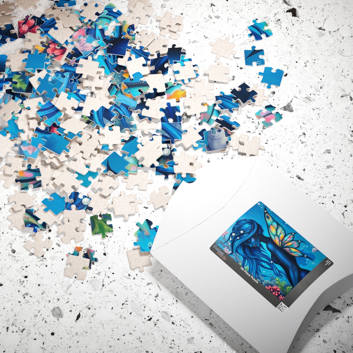 Mermaid Fairy Puzzle, Enchanting Jigsaw Game for All Ages, Gift for Puzzle Lover, Home Entertainment, Blue Art Piece, Mindfulness Activity