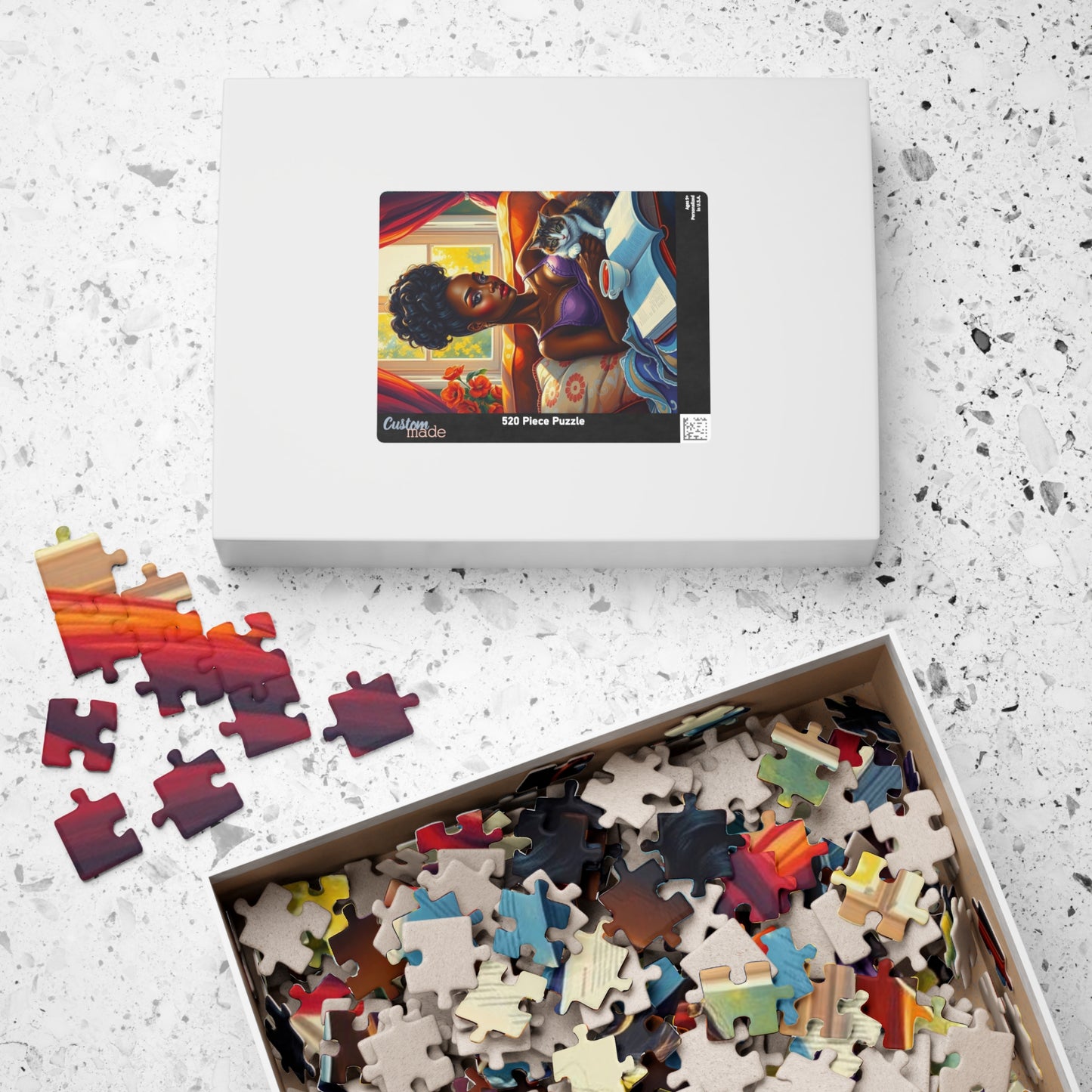 Cozy Day Jigsaw Puzzle, Black Woman and Cat, Black Woman Art, Home Entertainment, African American Gift for Cat Lovers, Mindfulness Activity Puzzle The Puzzle Chest