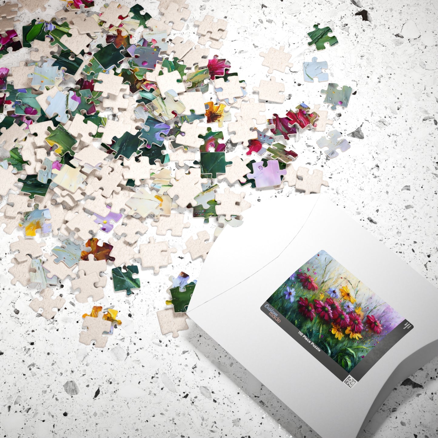 Misty Bloom Jigsaw Puzzle - Soft Abstract Floral Art, Vibrant Flower Artwork