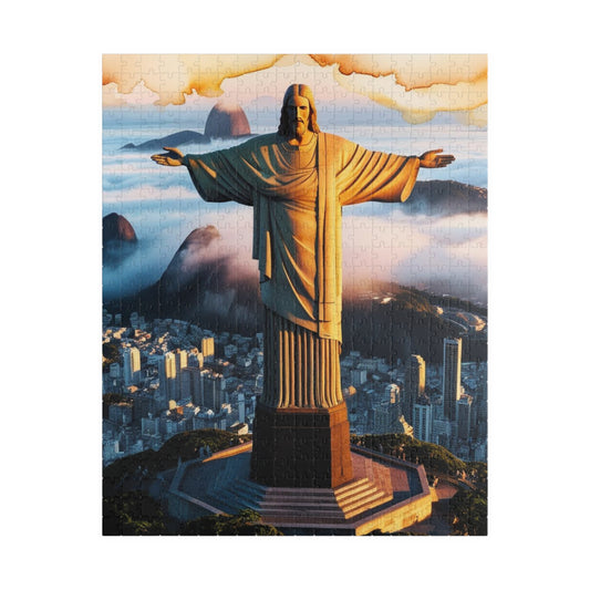 Christ the Redeemer Puzzle, Rio de Janeiro at Sunrise Tabletop Game, Puzzle Enthusiast History Lover, Fun Family Activity Game Night, Hobby 520 pcs (Vertical) Puzzle The Puzzle Chest
