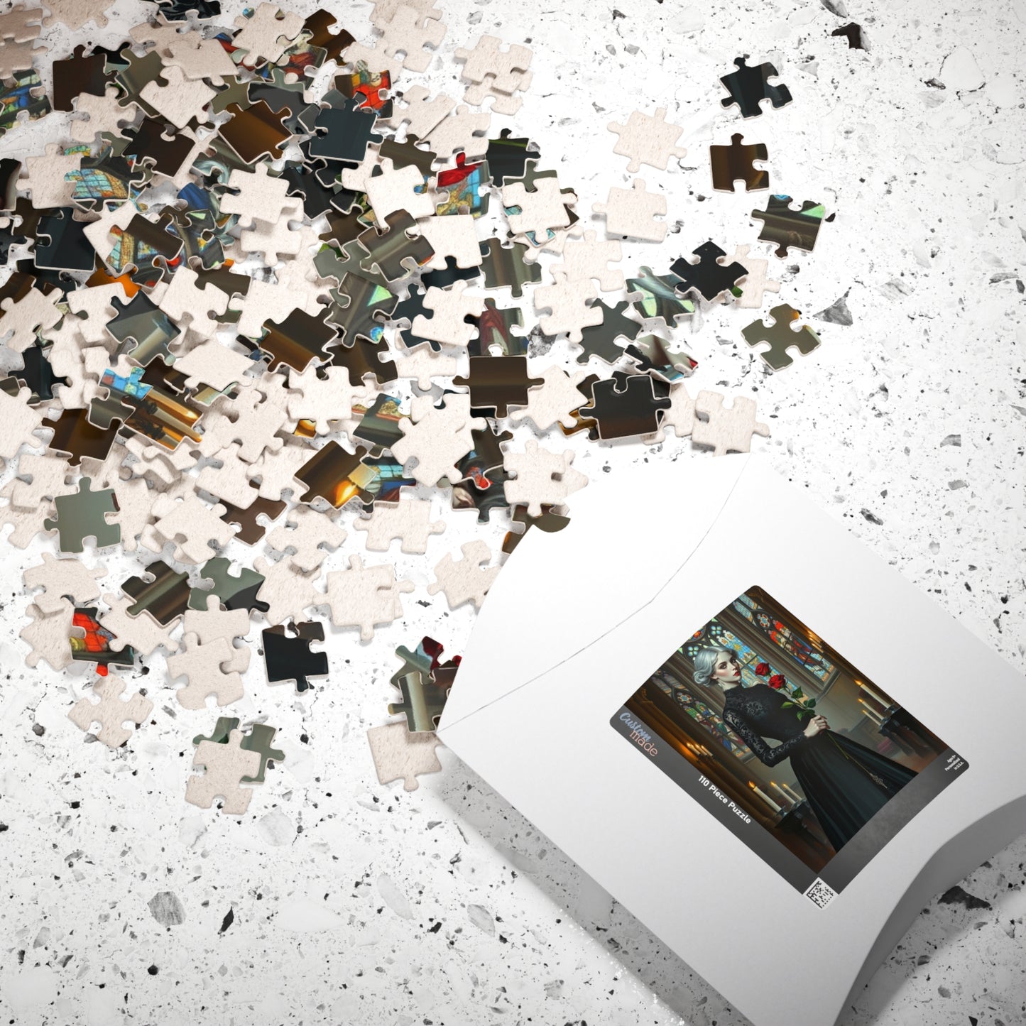 Puzzle, Gothic Art Woman's Portrait in Stained Glass Cathedral, Adult Dark Fantasy Jigsaw Game, Relaxing Activity, MIndfulness Puzzle The Puzzle Chest