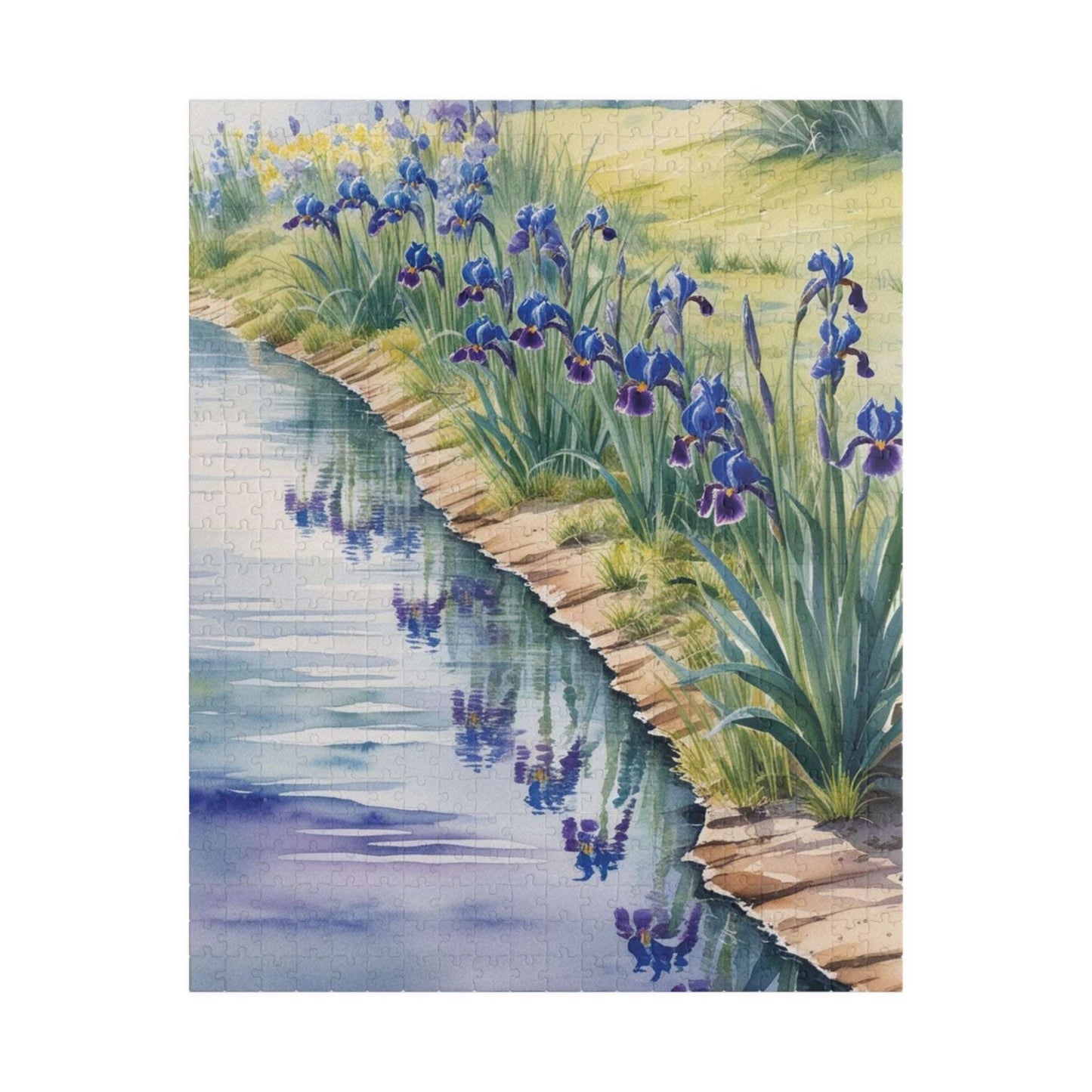 Wildflower Relaxing River Puzzle, Scenic Riverside with Bluebells and Irises in Reflection, Nature-Inspired Jigsaw Game, Puzzle Lover Gift 520 pcs (Vertical) Puzzle The Puzzle Chest