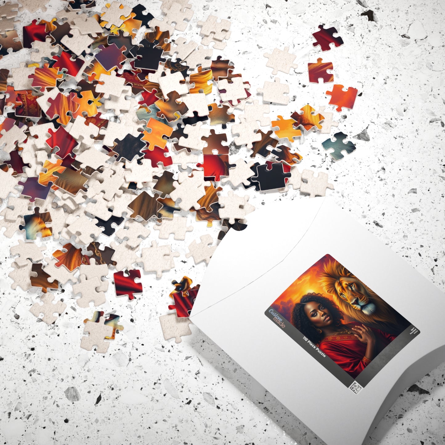 Empowering Lion and Woman Puzzle, Black Art Afrocentric Theme Jigsaw Game, Mindfulness Gift for Friends, Family Night, Home Entertainment Puzzle The Puzzle Chest