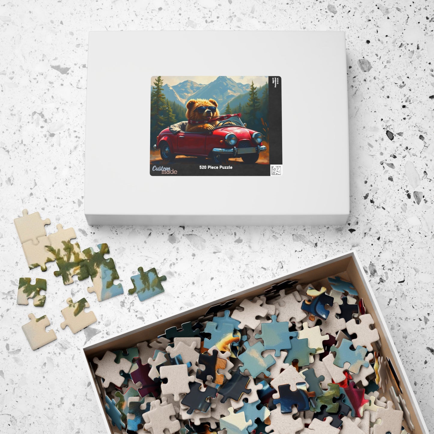 Adventurous Bear Jigsaw Puzzle for Adults, Fun Family Game Night, Mountain View Scenic Puzzle Artwork, Animal Lover Gift for Friend Puzzle The Puzzle Chest