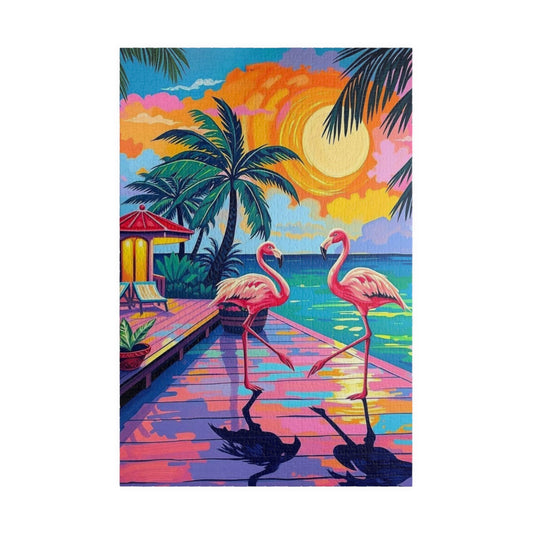 Tropical Flamingo Puzzle, 110, 252, 520, 1014-piece, Colorful Beach Decor, Creative Hobby, Gift for Nature Lover, Home Activity Brain Teaser 1014 pcs (Vertical) Puzzle The Puzzle Chest